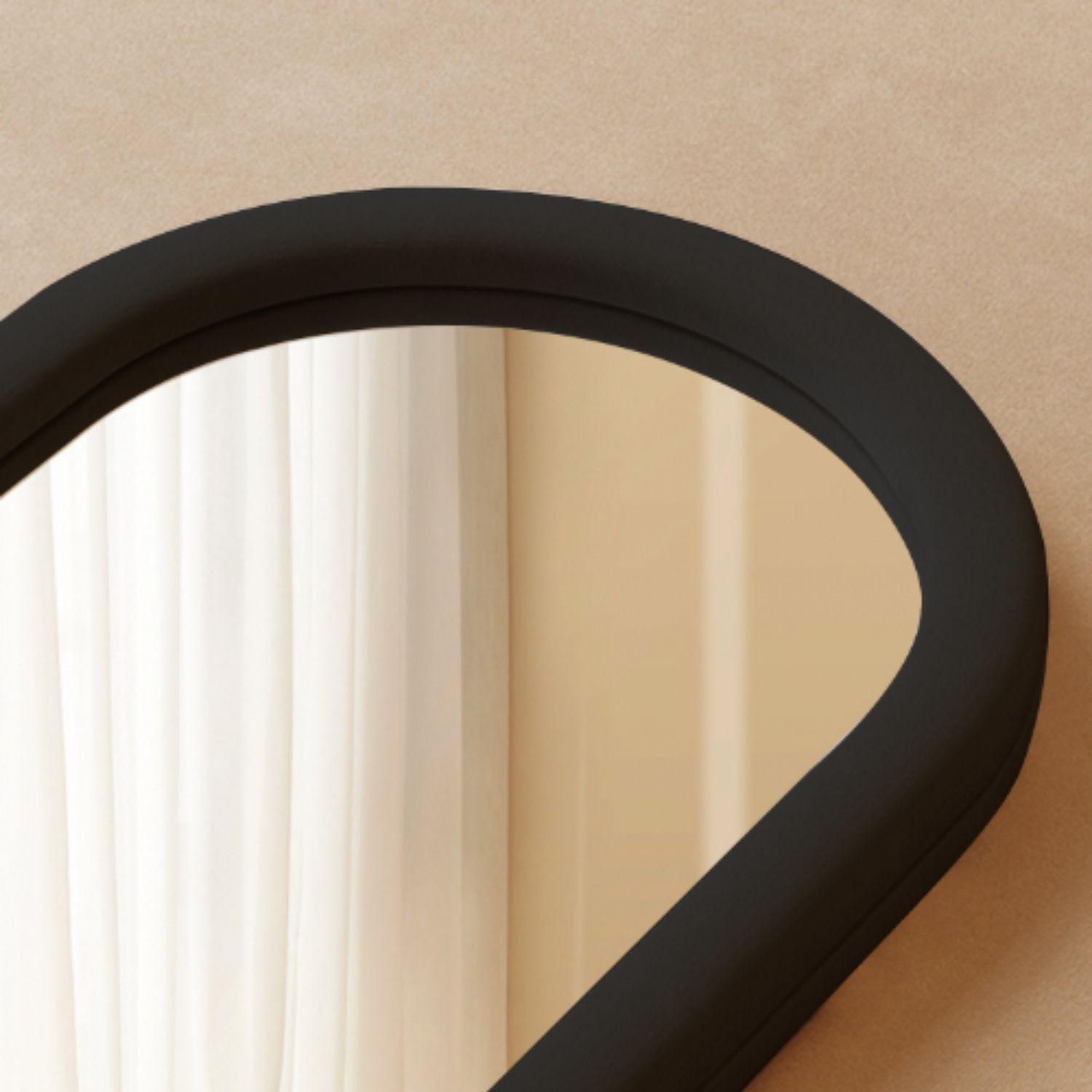 Espejo Curvo Cuerpo Entero Negro180x80cm Borde Tela-6