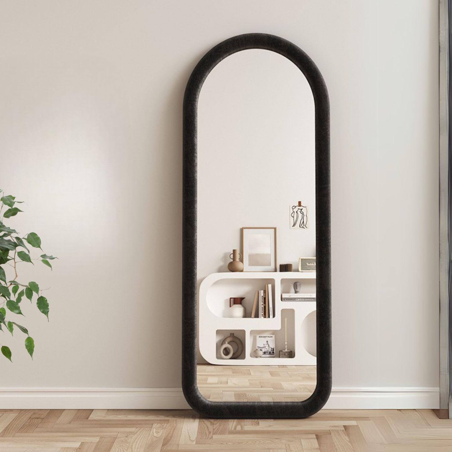 Espejo Curvo Cuerpo Entero Negro180x80cm Borde Tela-8