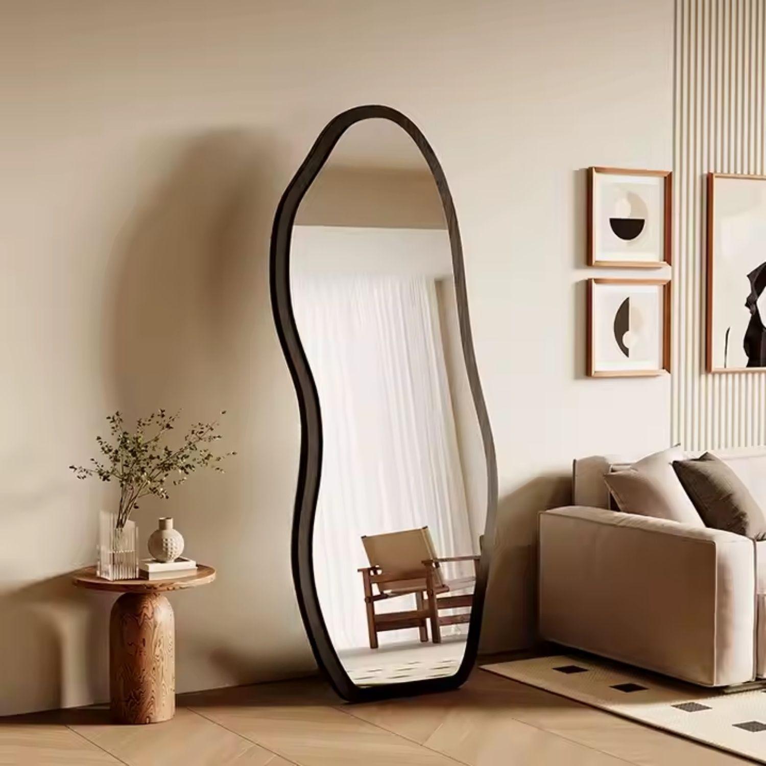 Espejo Irregular Cuerpo Entero  Ébano Negro 170x70cm-2