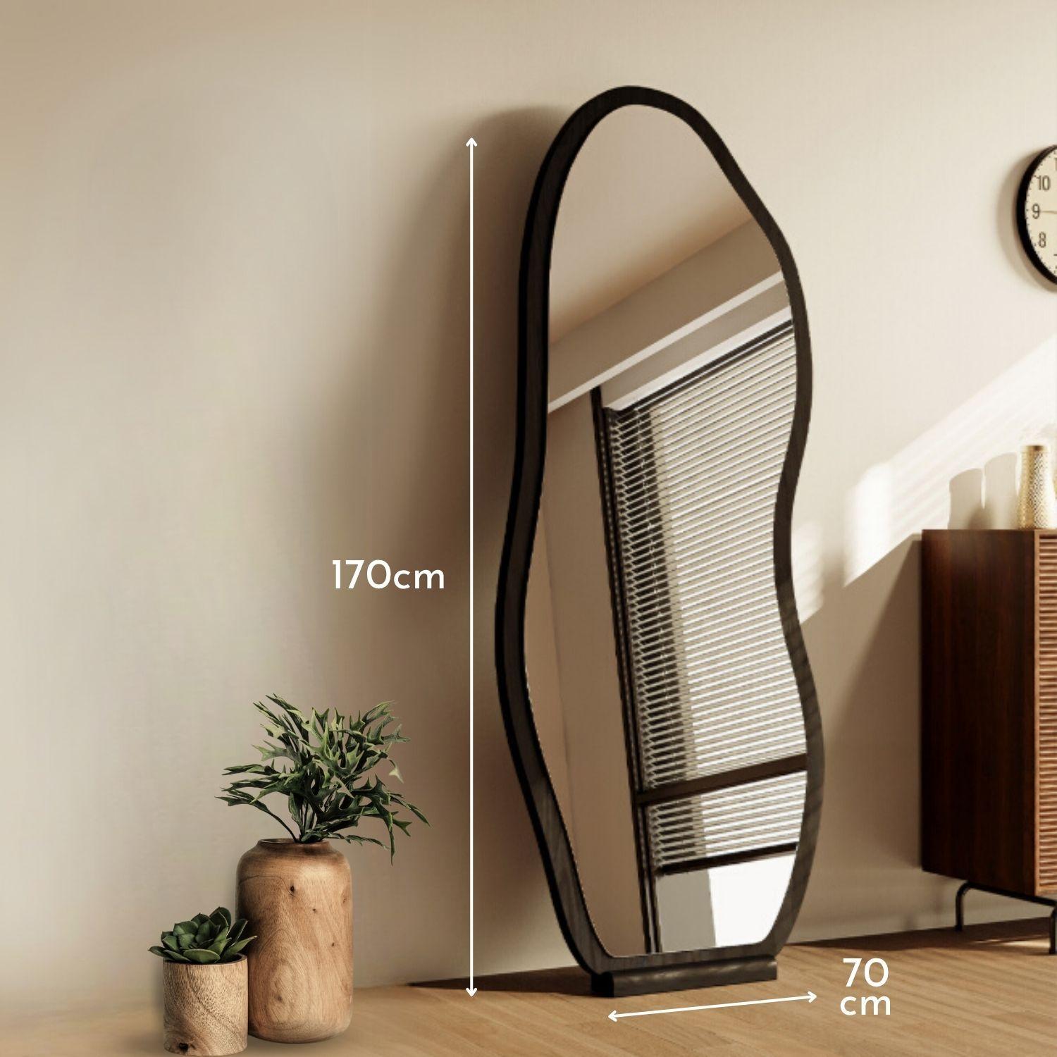 Espejo Irregular Cuerpo Entero  Ébano Negro 170x70cm-3