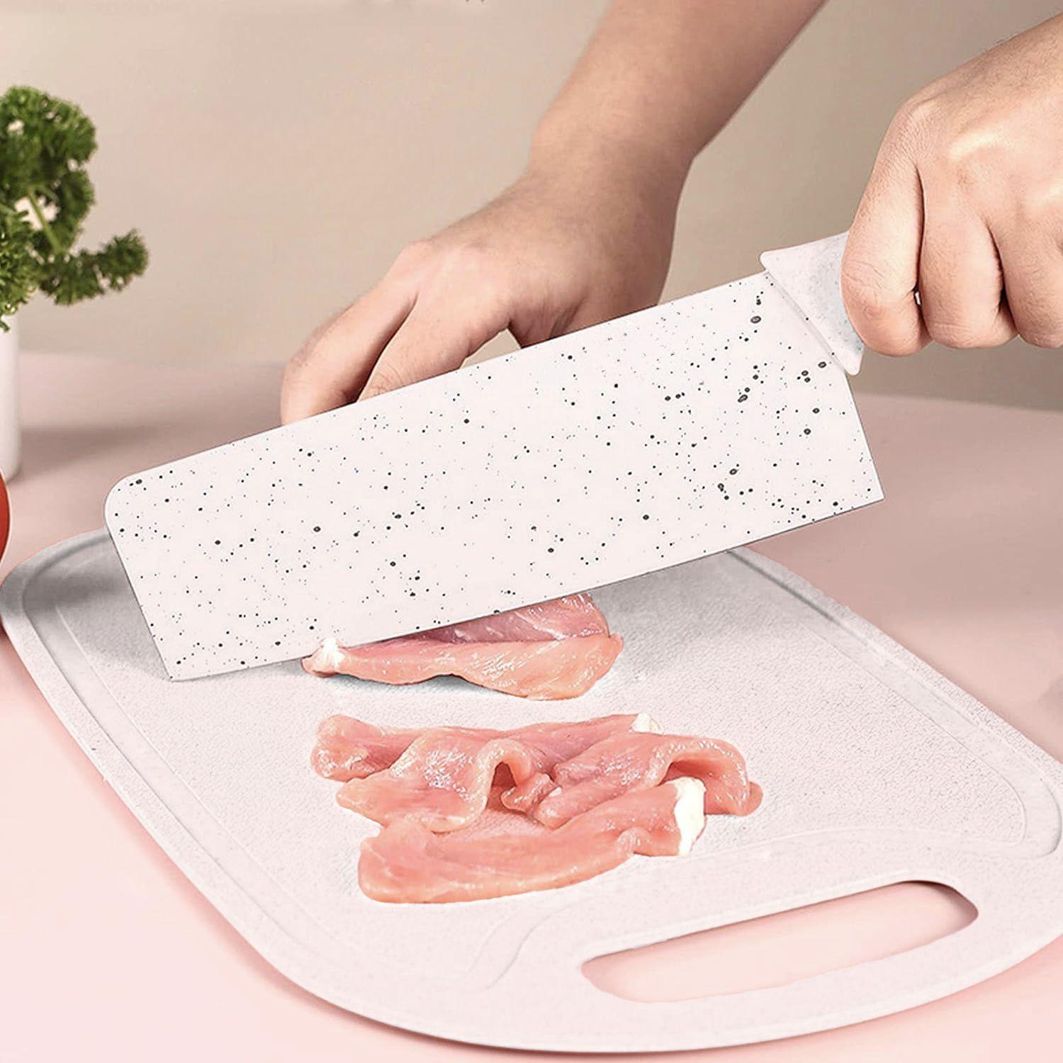 Set de Cuchillos Con Soporte y Tabla de Fibra Blanco-5