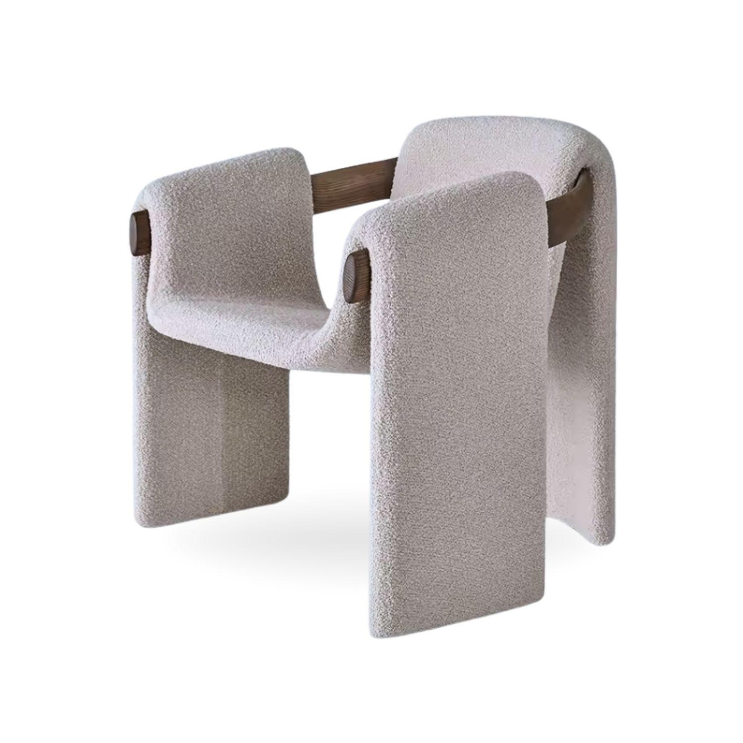 Silla Poltrona Cozy Sherpa y Madera Gris Claro-9