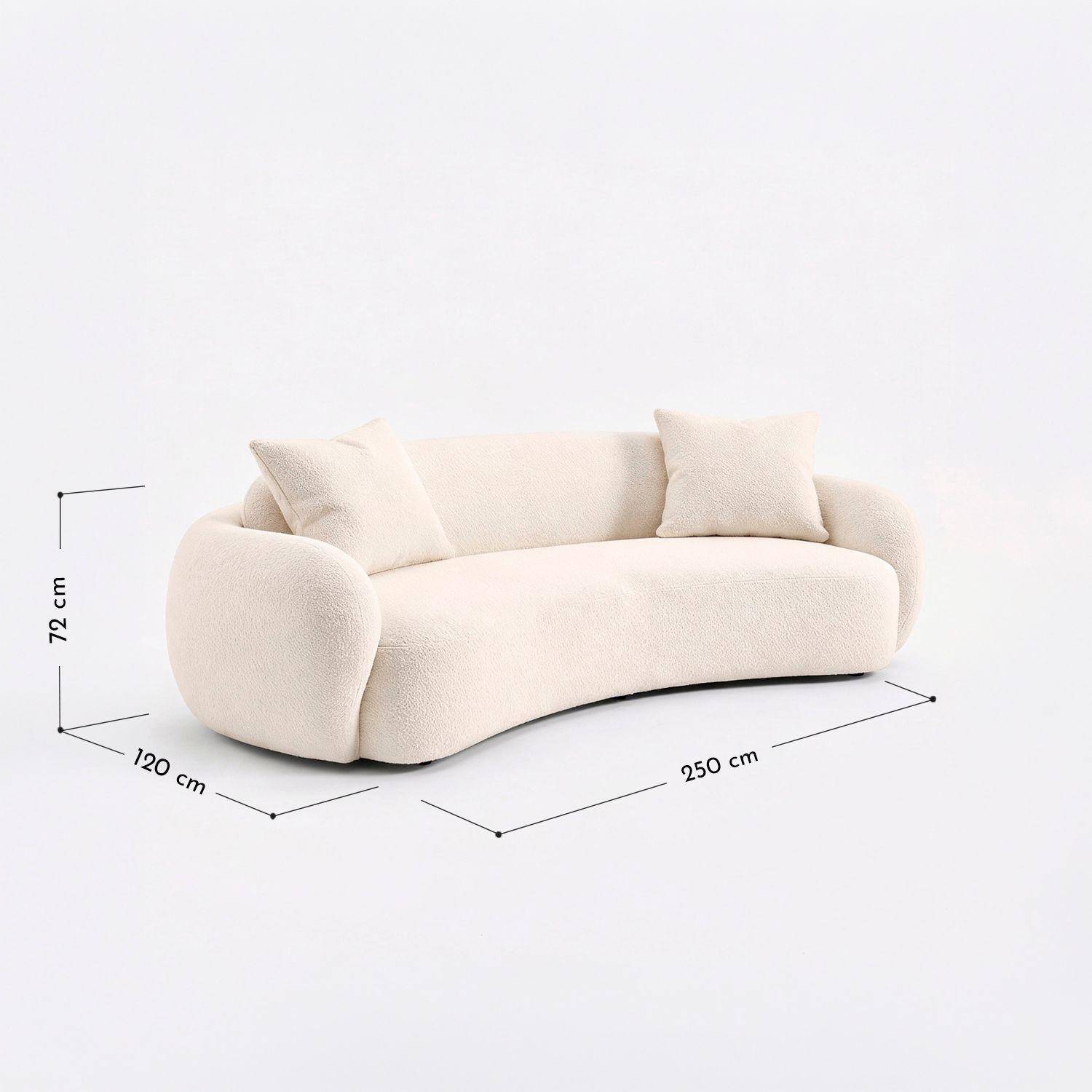 Sofá Curvo Bouclé Beige 250cm-2