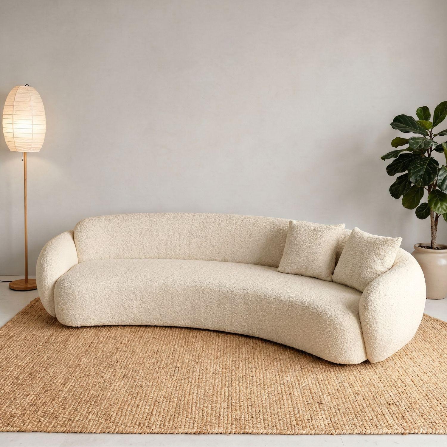 Sofá Curvo Bouclé Beige 250cm-8