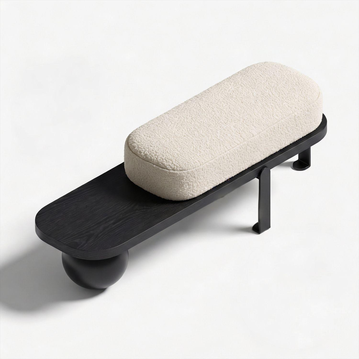 Taburete Madera Maciza Negro Rectangular-3