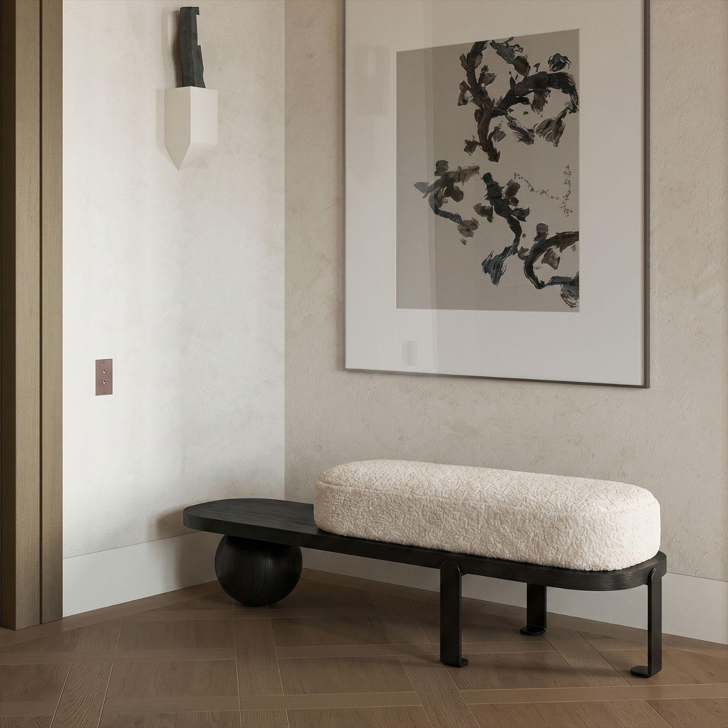 Taburete Madera Maciza Negro Rectangular-5