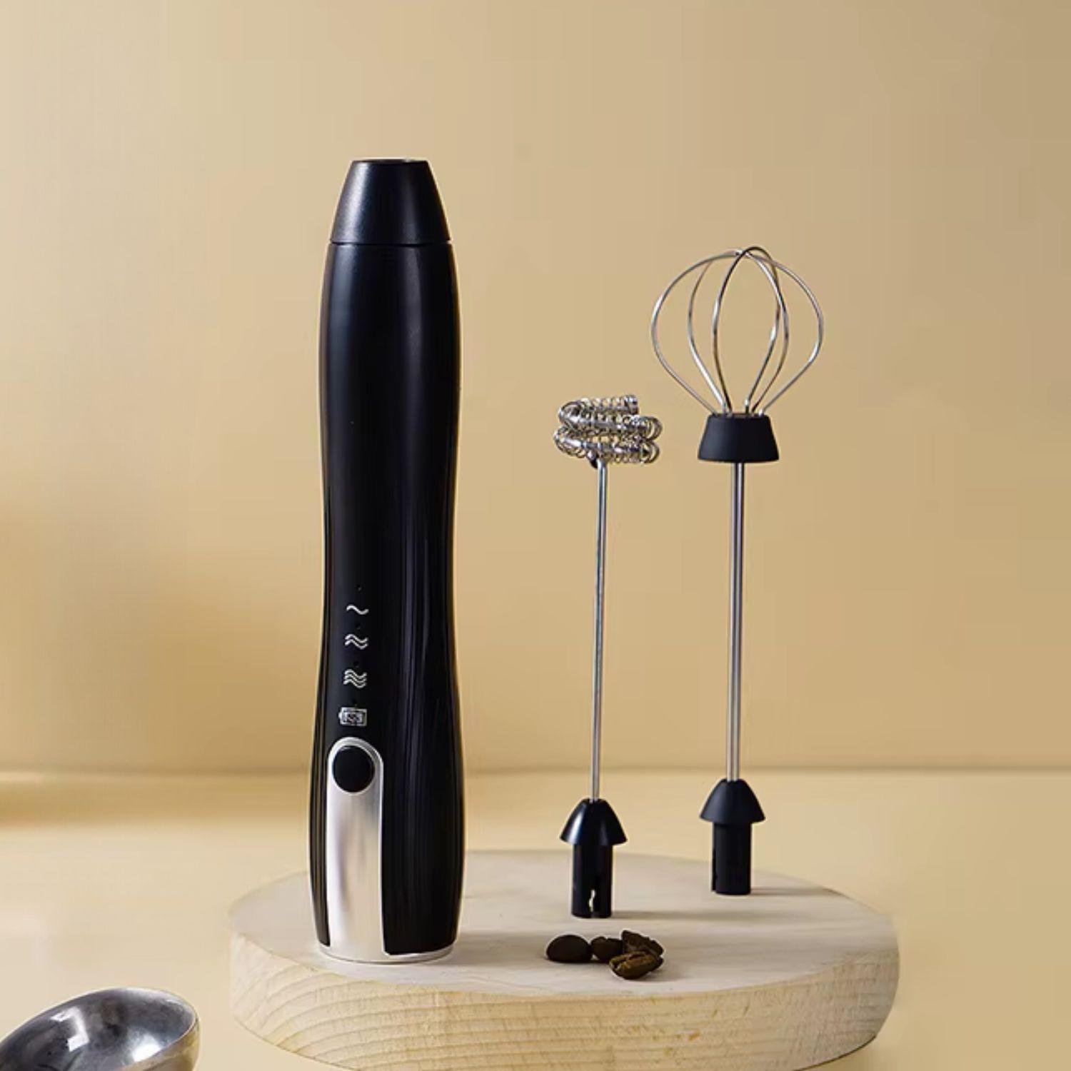 Espumador batidor de leche y café inalámbrico con soporte-2