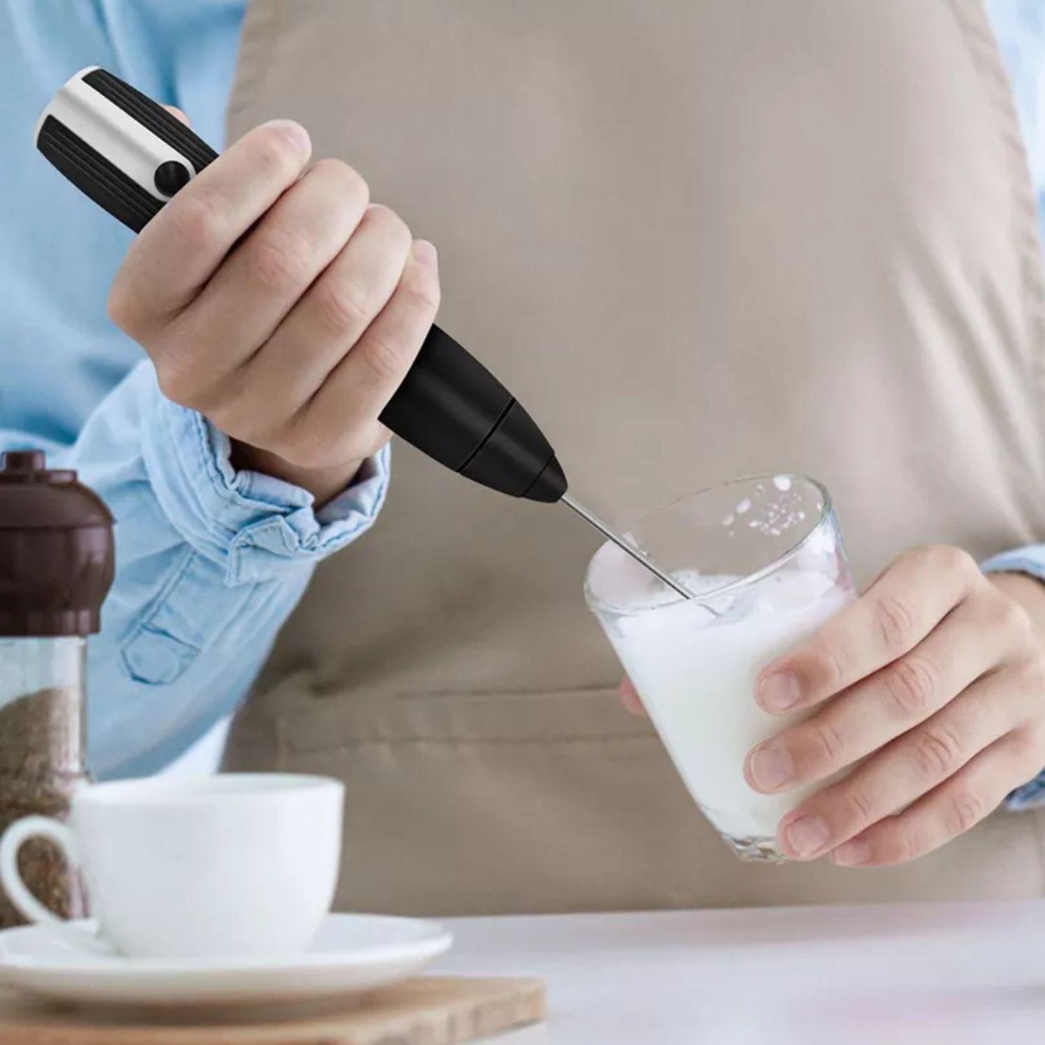 Espumador batidor de leche y café inalámbrico con soporte-7