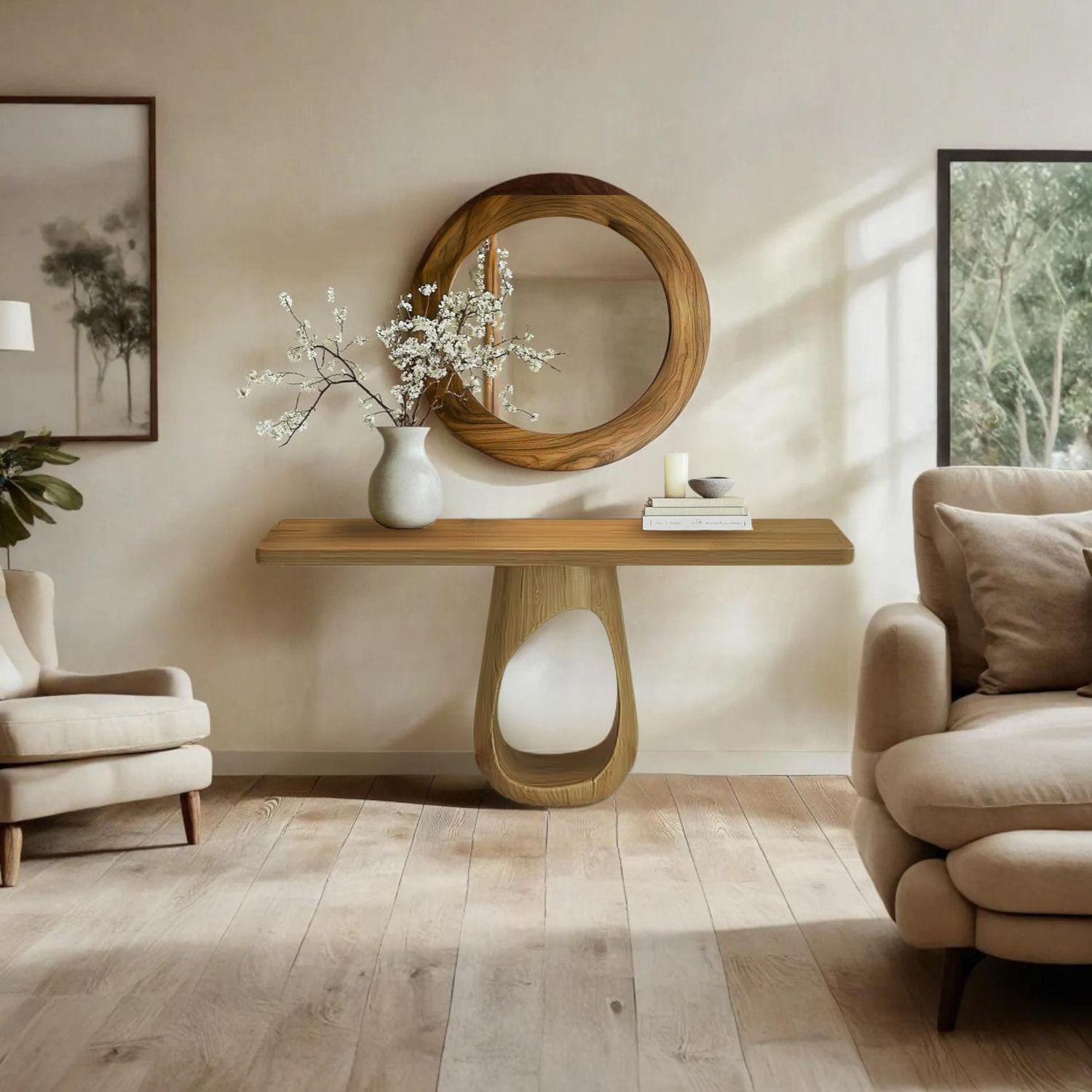 Mesa Arrimo Nido Madera Maciza Tonos Roble-2