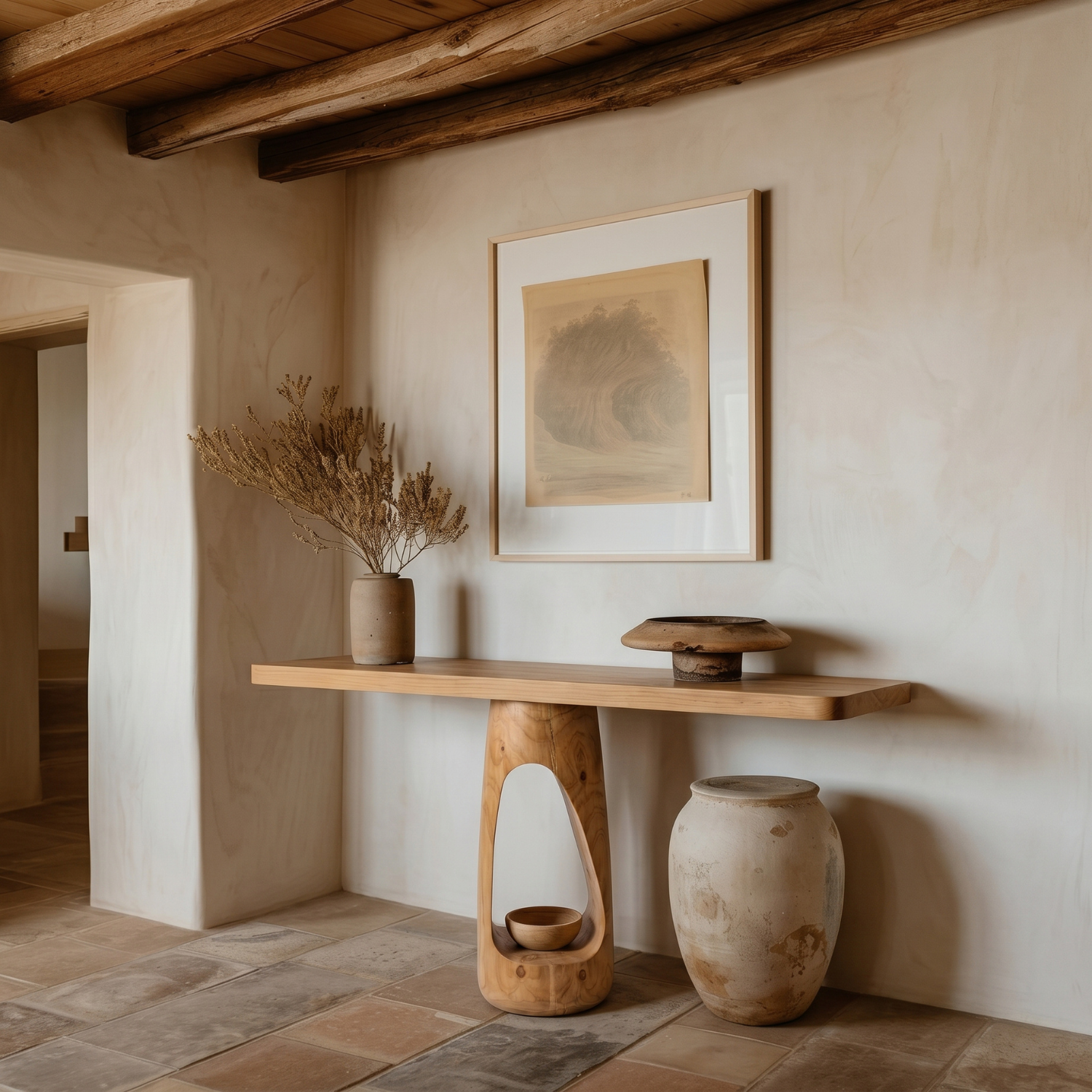 Mesa Arrimo Nido Madera Maciza Tonos Roble-3