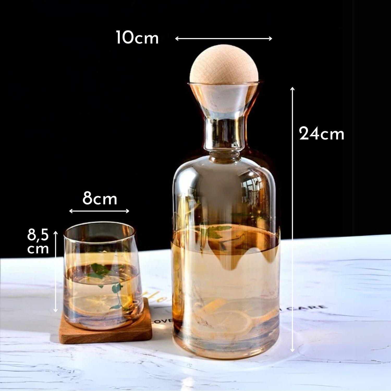 Set Vasos Conjarra De Vidrio Decantador Lujoso Ambar 4 Uni-6