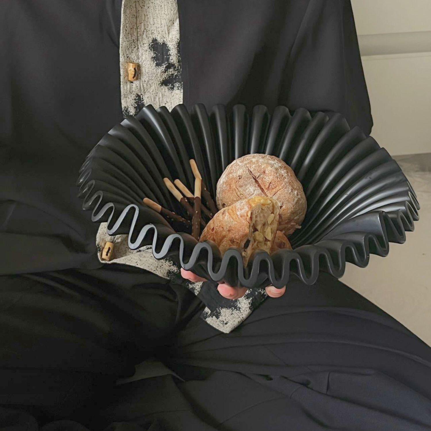 Fuente estilo Frutero Cerámica Shell Negro-2