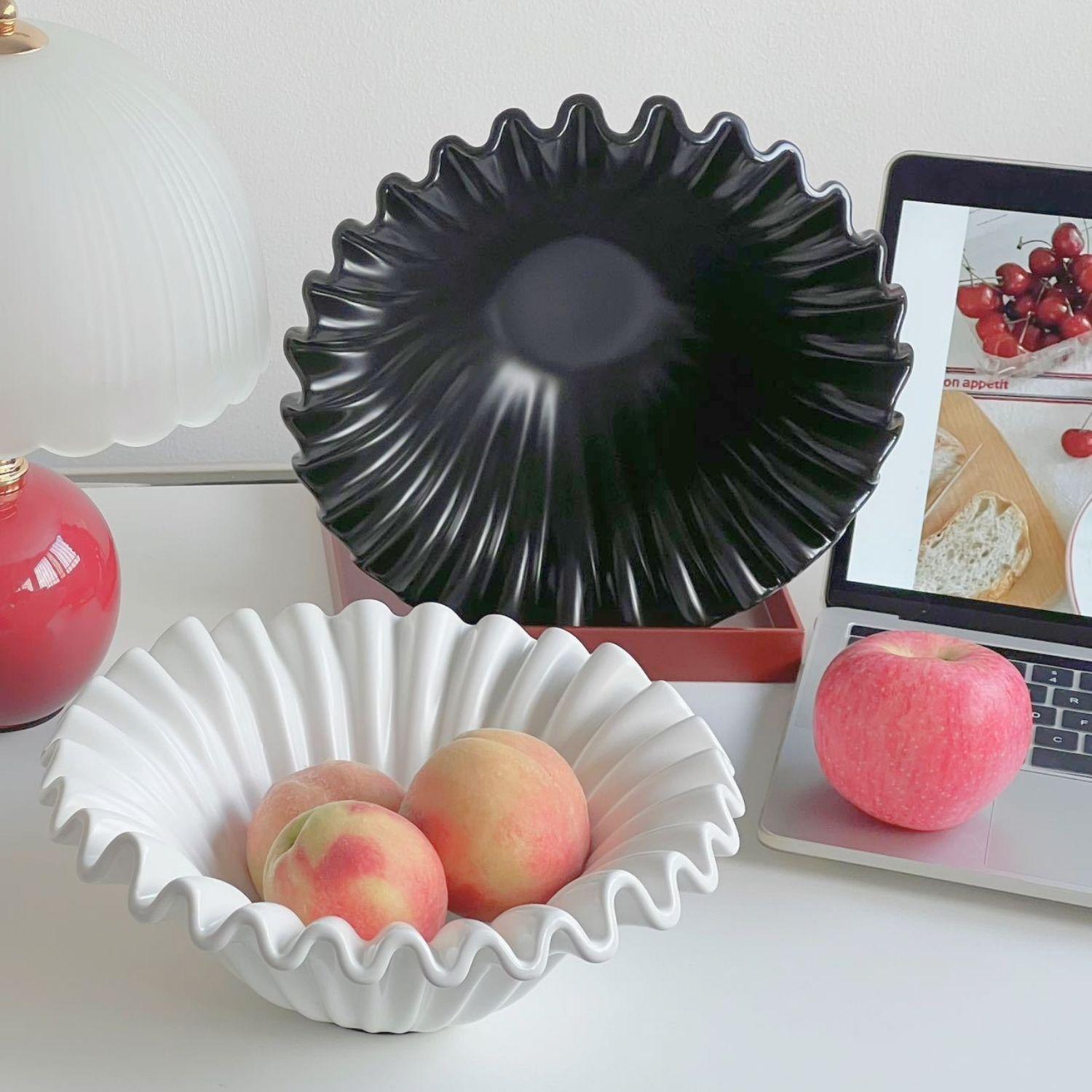 Fuente estilo Frutero Cerámica Shell Negro-4