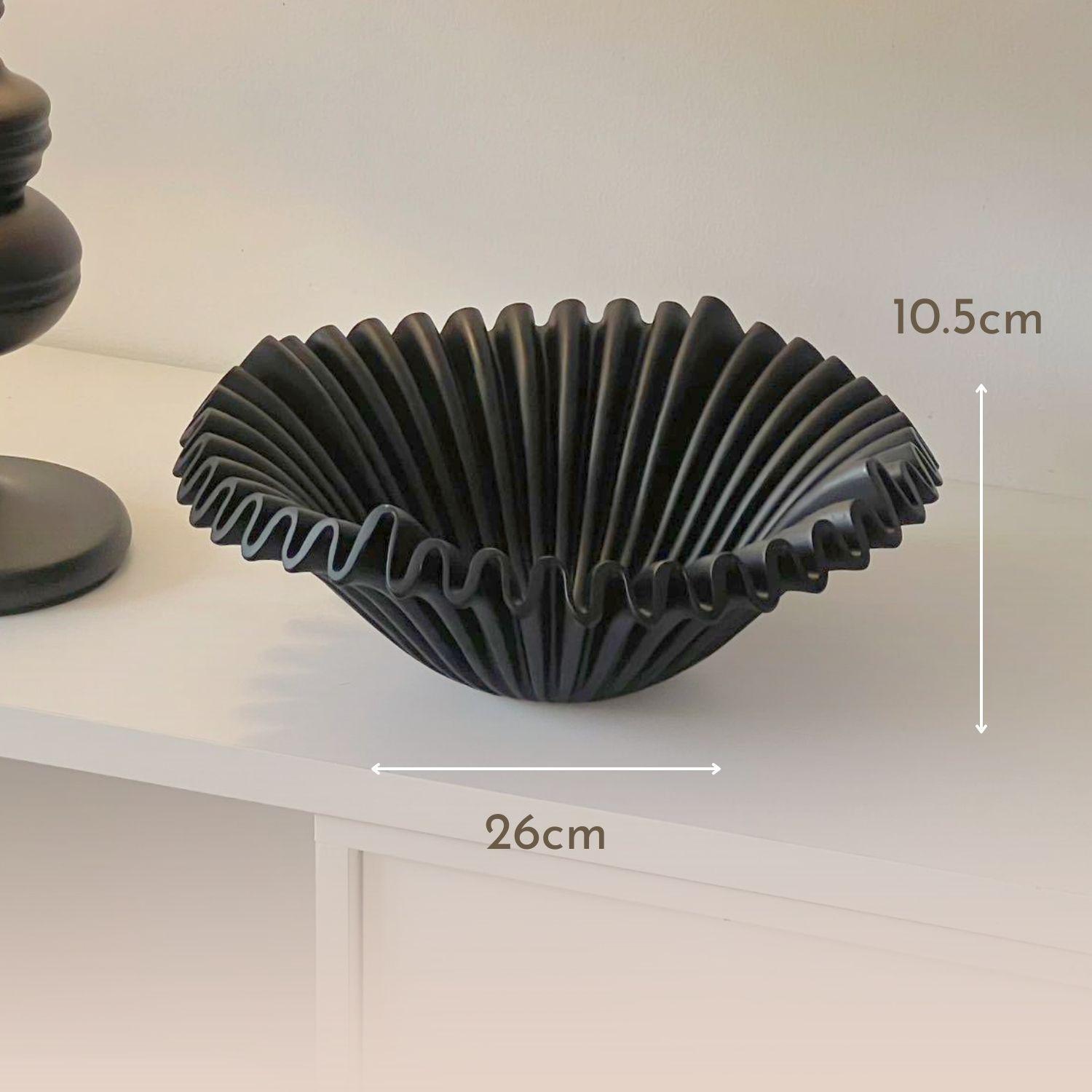 Fuente Frutero Cerámica Negra Concha Shell Centro de Mesa-6