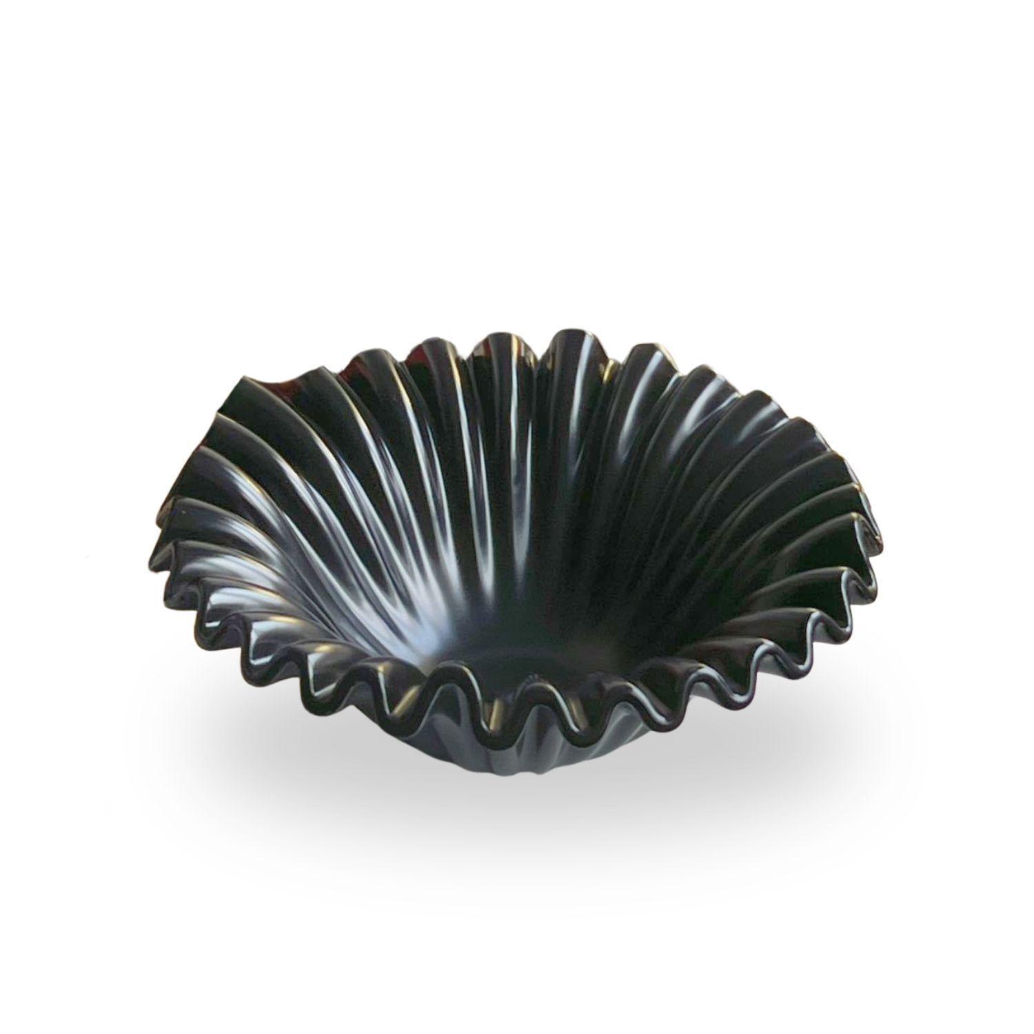 Fuente Frutero Cerámica Negra Concha Shell Centro de Mesa-7