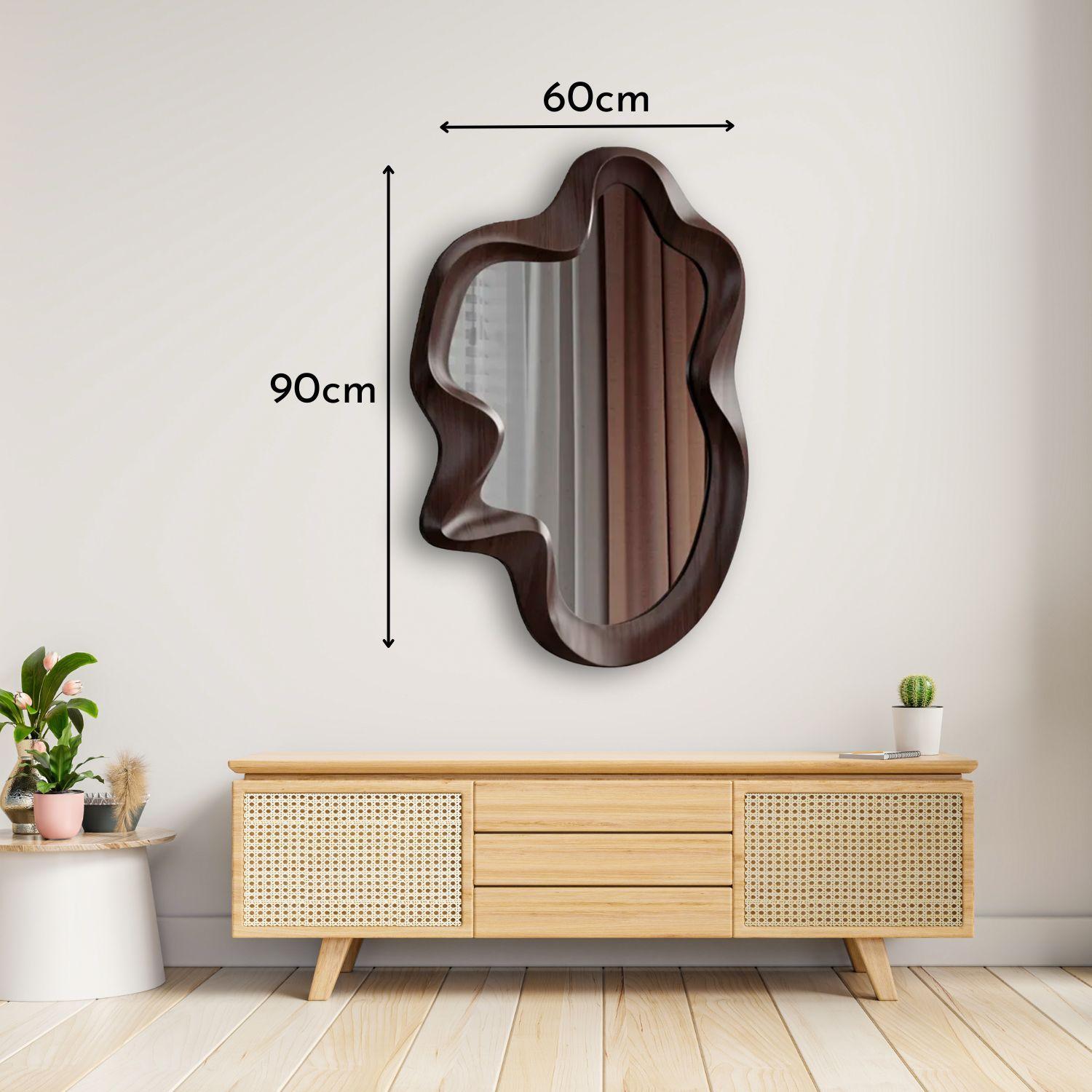 Espejo Modern Wave Madera Tono Caoba 90x60cm-3