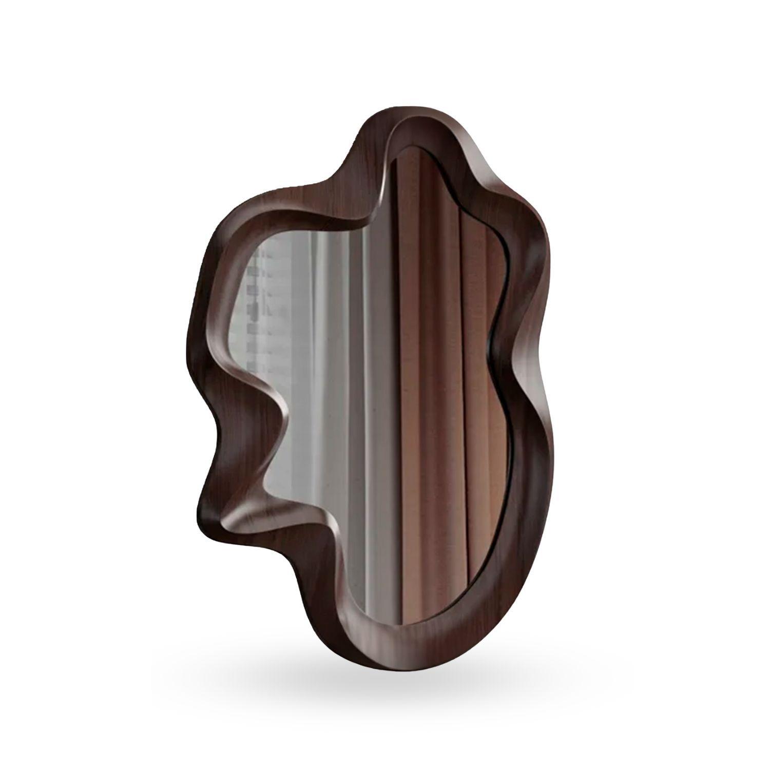 Espejo Modern Wave Madera Tono Caoba 90x60cm-5