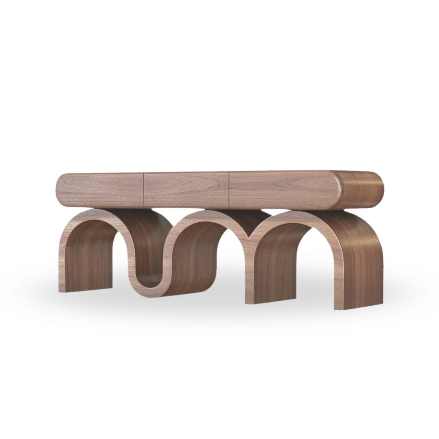 Mesa de Arrimo Triple Curve de Madera-8