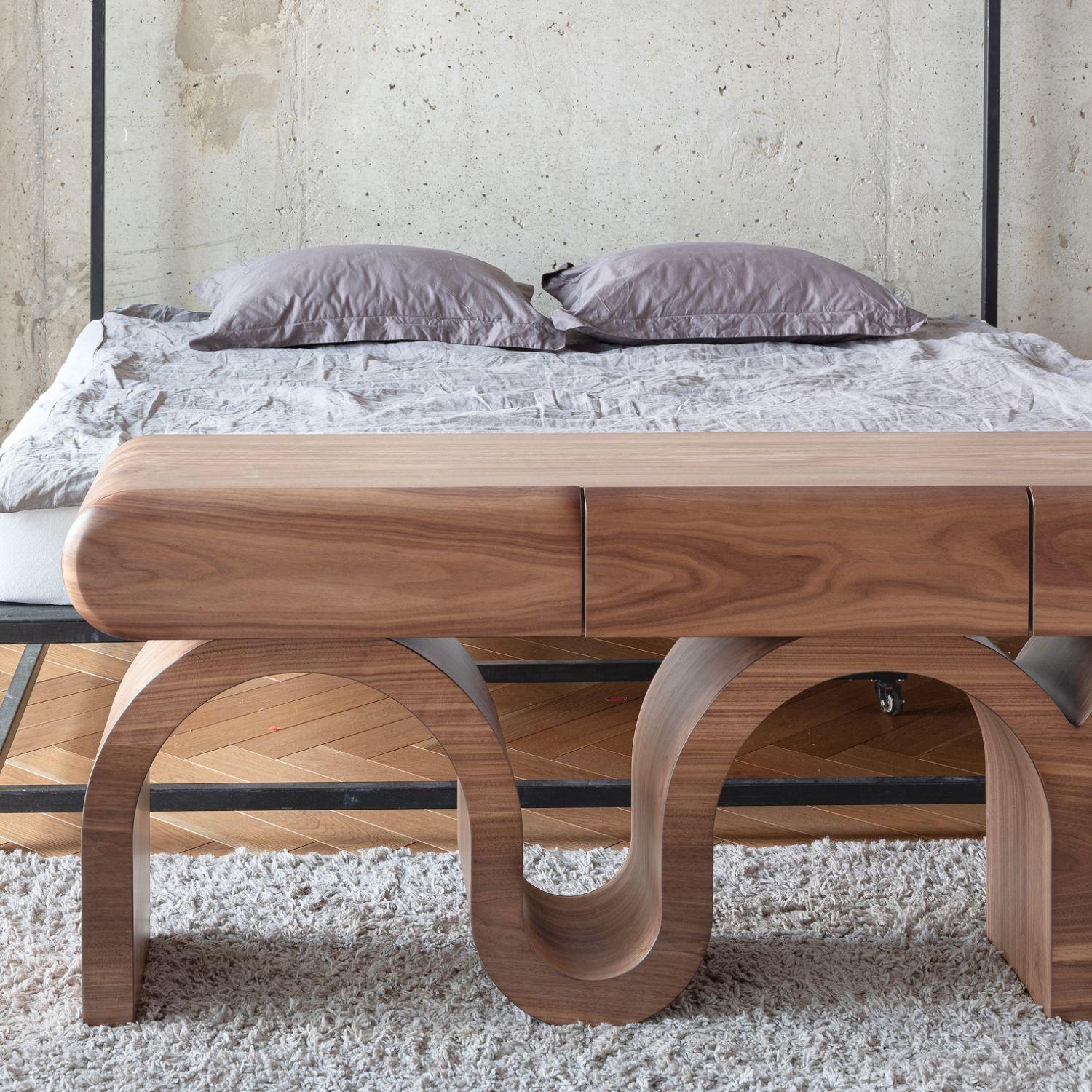 Mesa de Arrimo Triple Curve de Madera-3