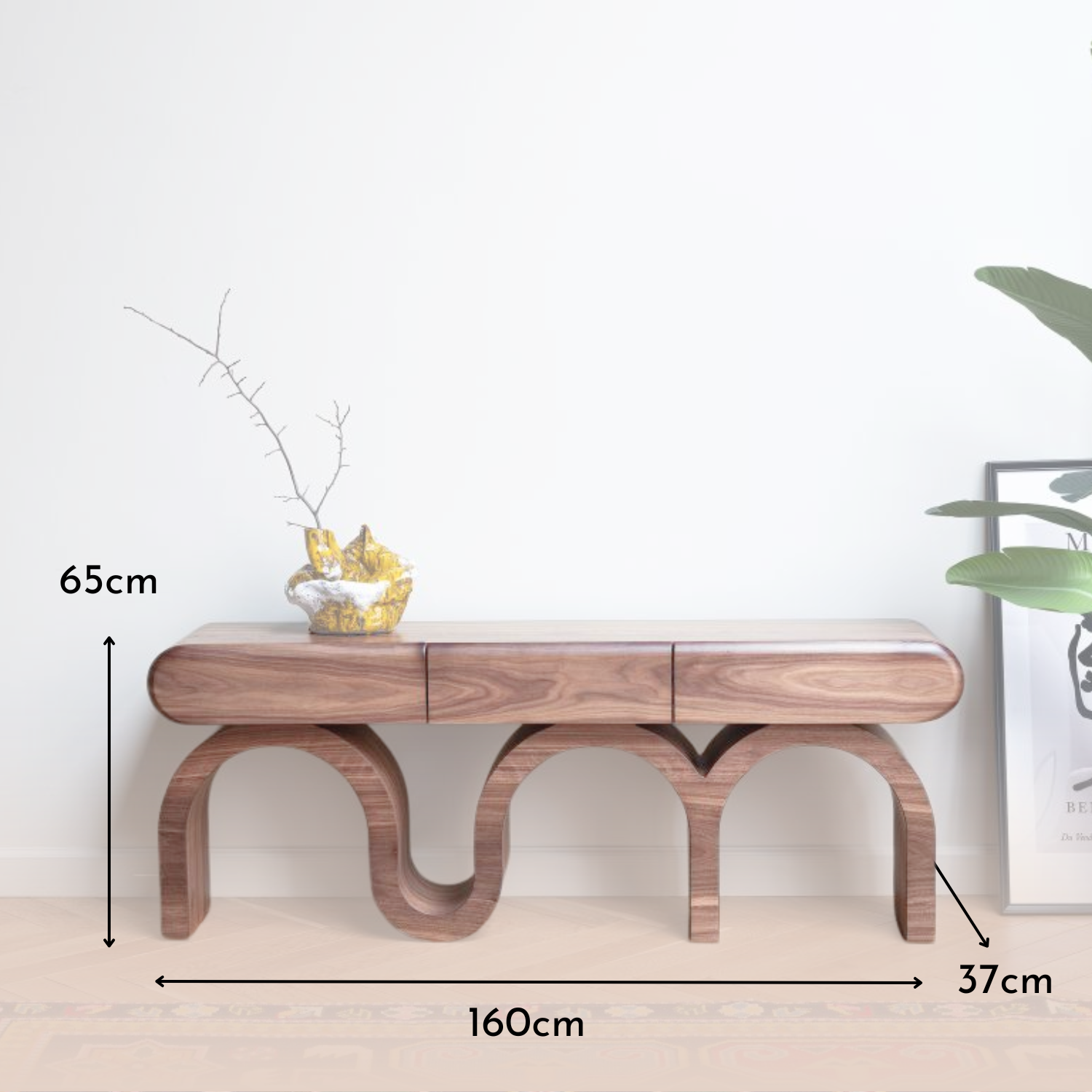 Mesa de Arrimo Triple Curve de Madera-8