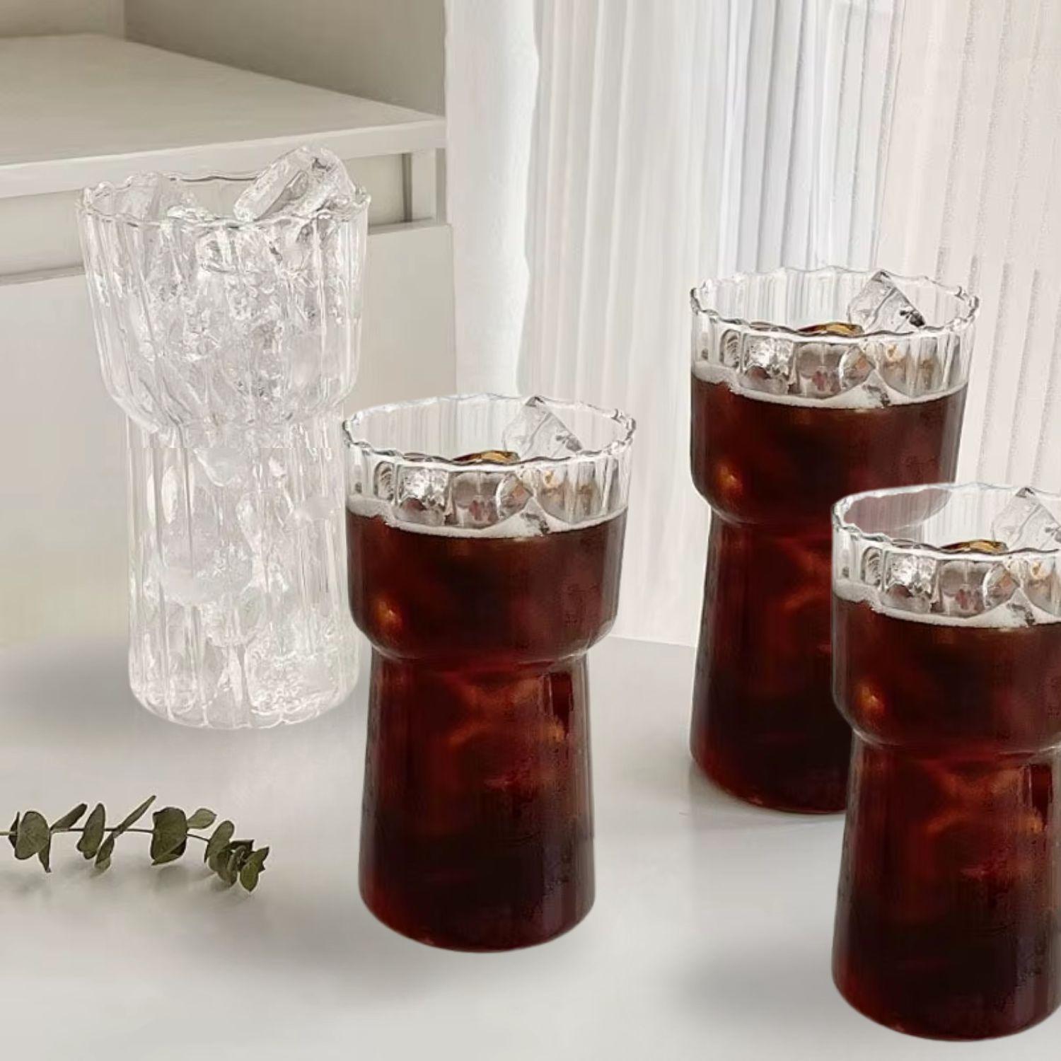 Set 4 Vasos Altos Vidrio 590ml Ondas Coctelería y cafe helado-7