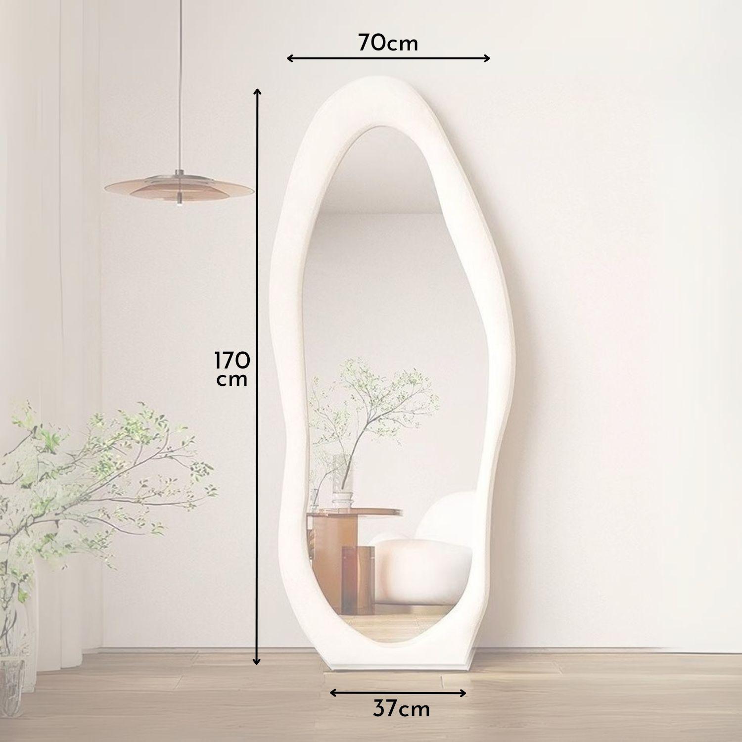 Espejo Cuerpo Entero Dormitorio Grande Terciopelo Blanco-4