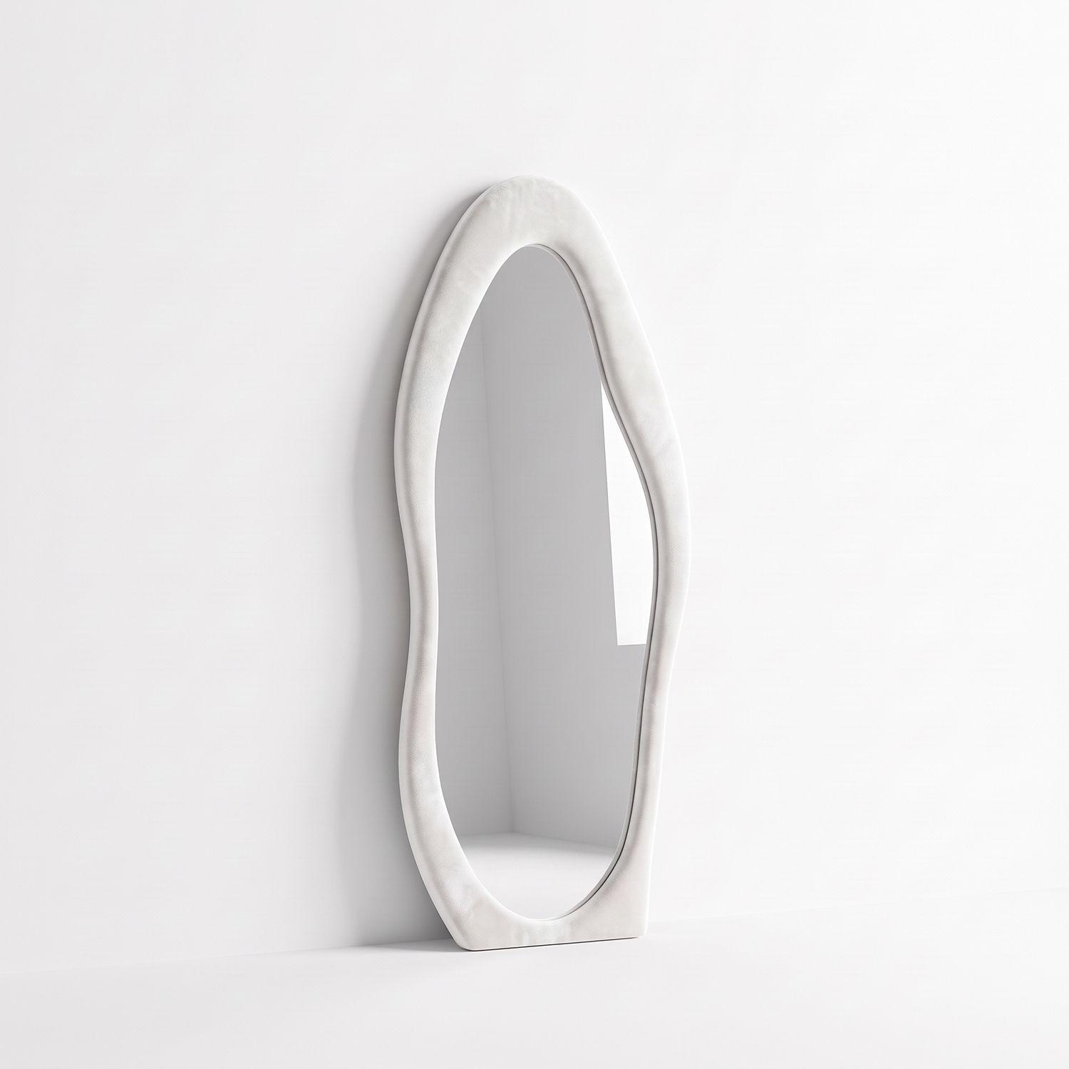 Espejo Cuerpo Entero Terciopelo Blanco Grande Dormitorio De Pie Pared Deco Hogar-1