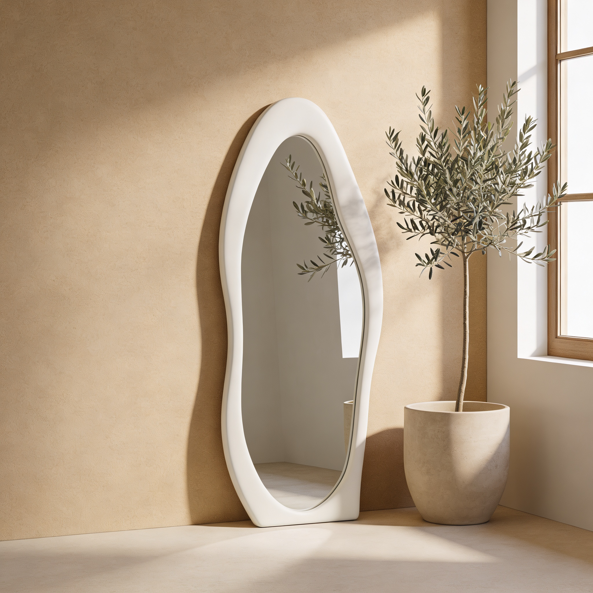 Espejo Cuerpo Entero Terciopelo Blanco Grande Dormitorio De Pie Pared Deco Hogar-7