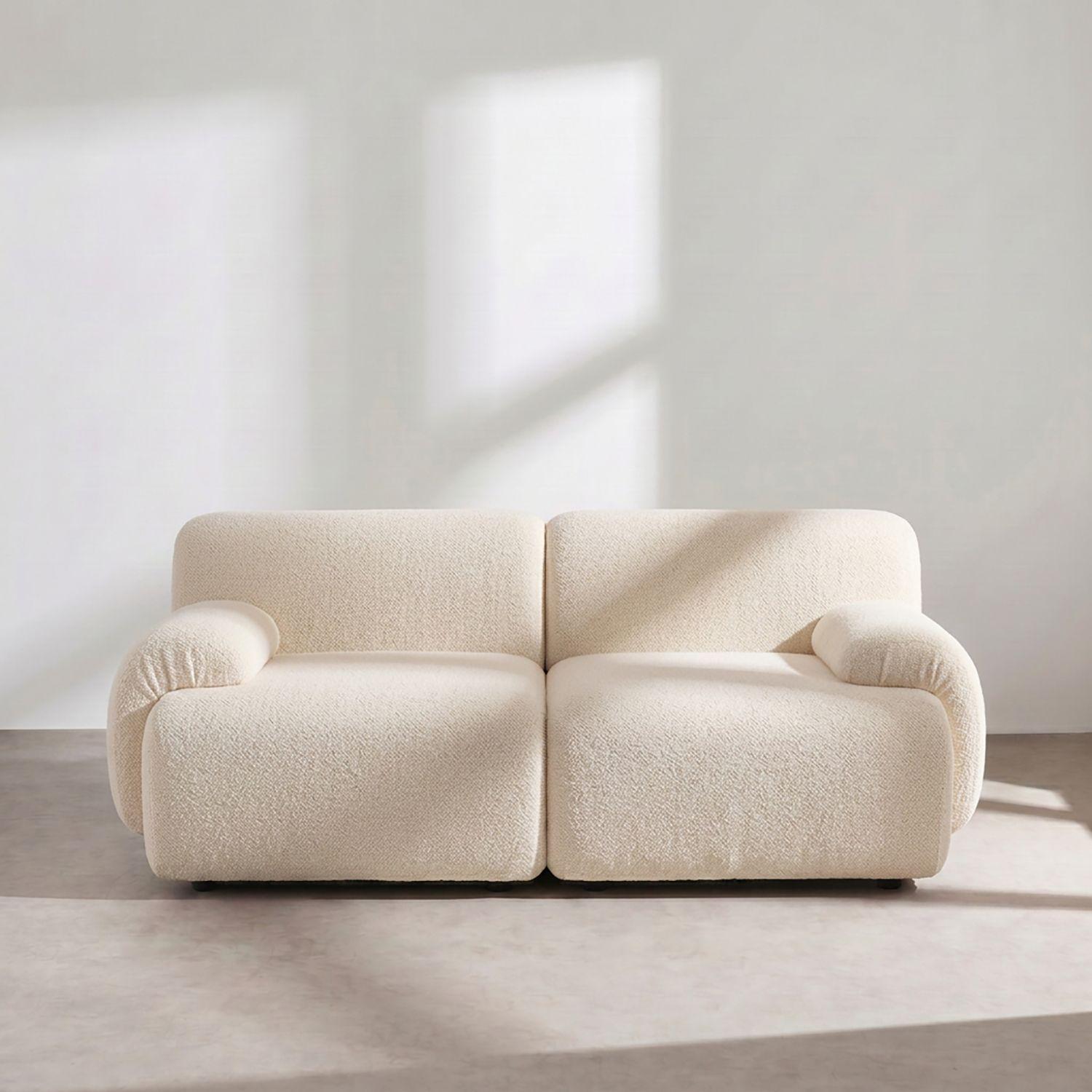 Sofá Moderno de 2 Cuerpos Beige Modelo Dune-6