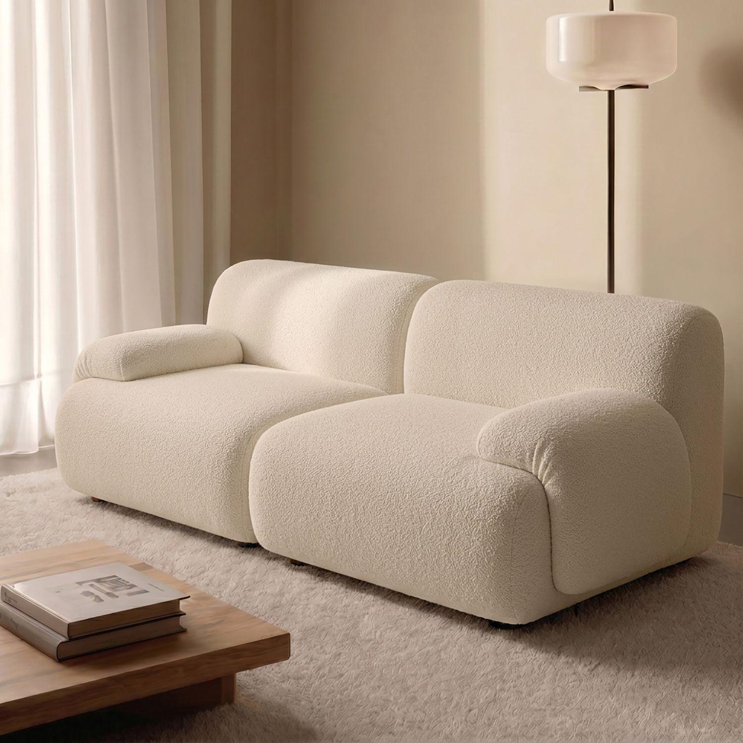 Sofá Moderno de 2 Cuerpos Beige Modelo Dune-4