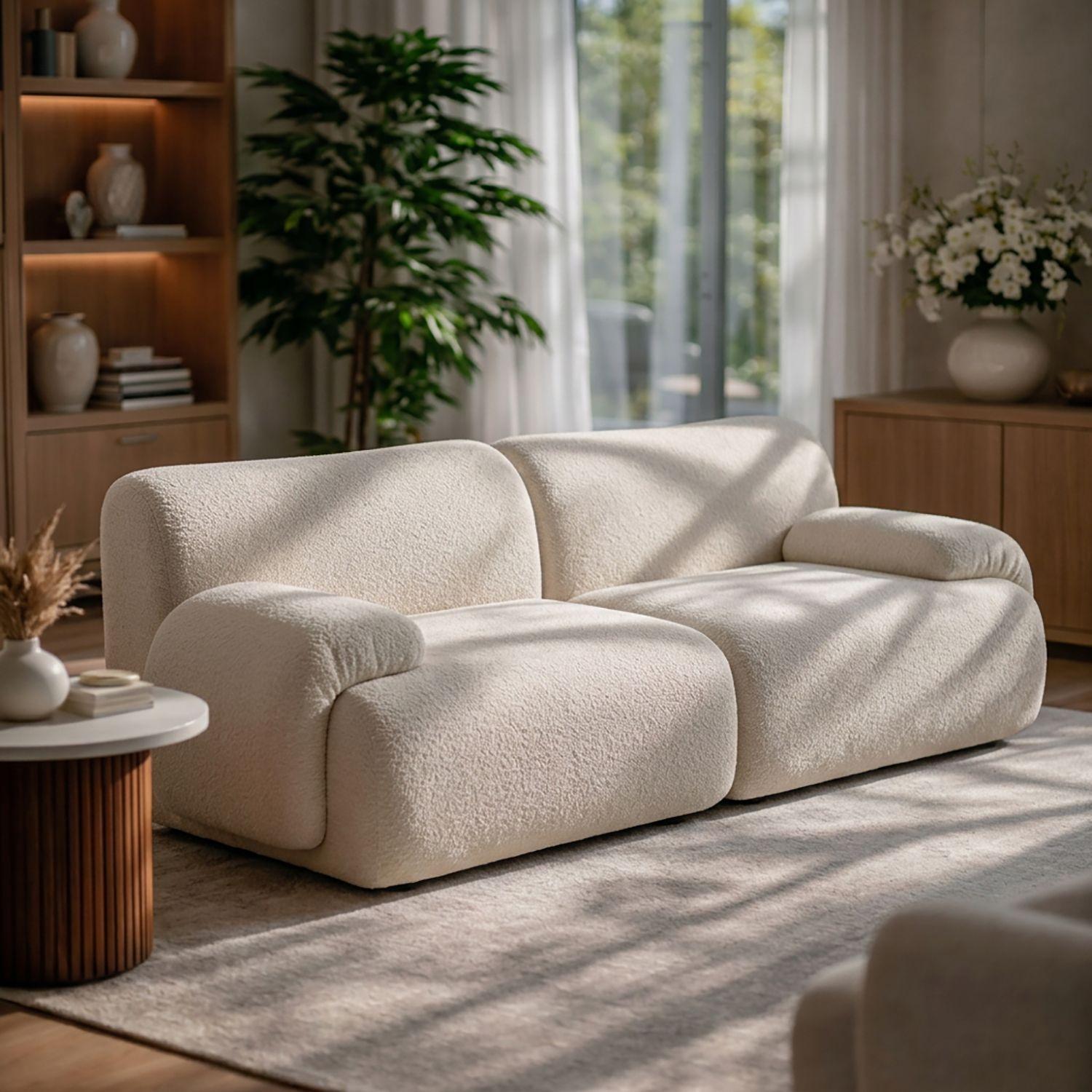 Sofá Moderno de 2 Cuerpos Beige Modelo Dune-8
