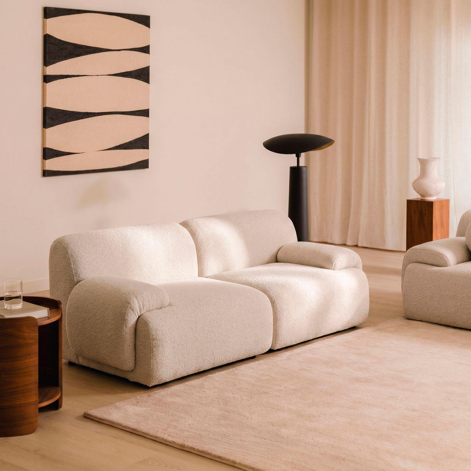 Sofá Moderno de 2 Cuerpos Beige Modelo Dune-5