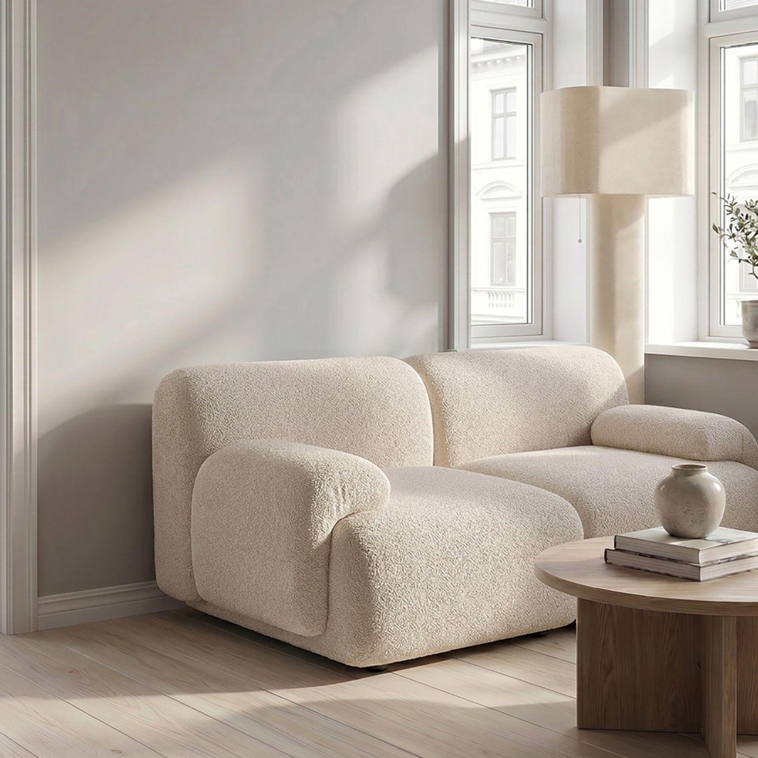 Sofá Moderno de 2 Cuerpos Beige Modelo Dune-7