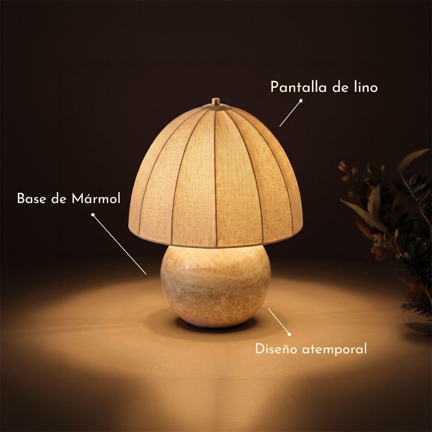 Lámpara de mesa con base de mármol y pantalla de lino-3