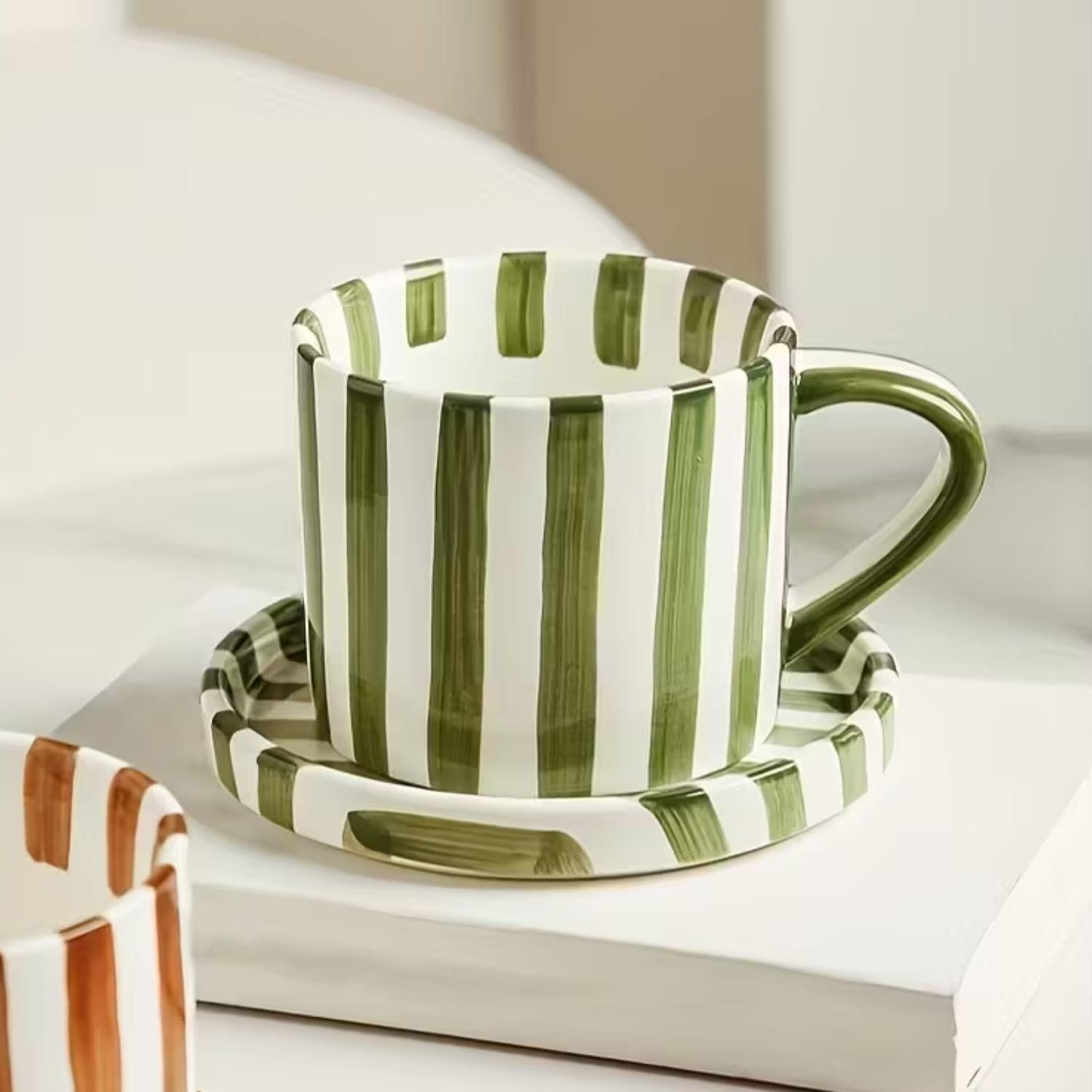 Set de Platos y Tazas Rayas Vintage Verde-3