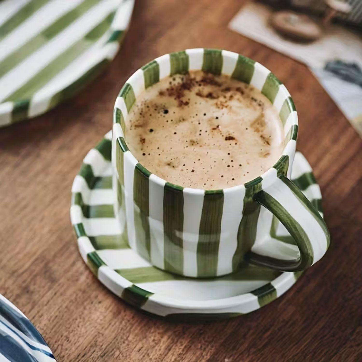 Set de Platos y Tazas Rayas Vintage Verde-5