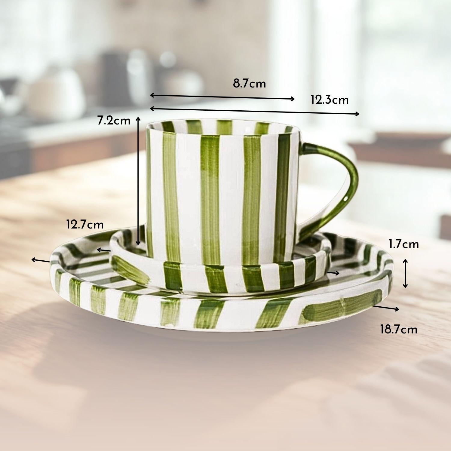 Set de Platos y Tazas Rayas Vintage Verde-6
