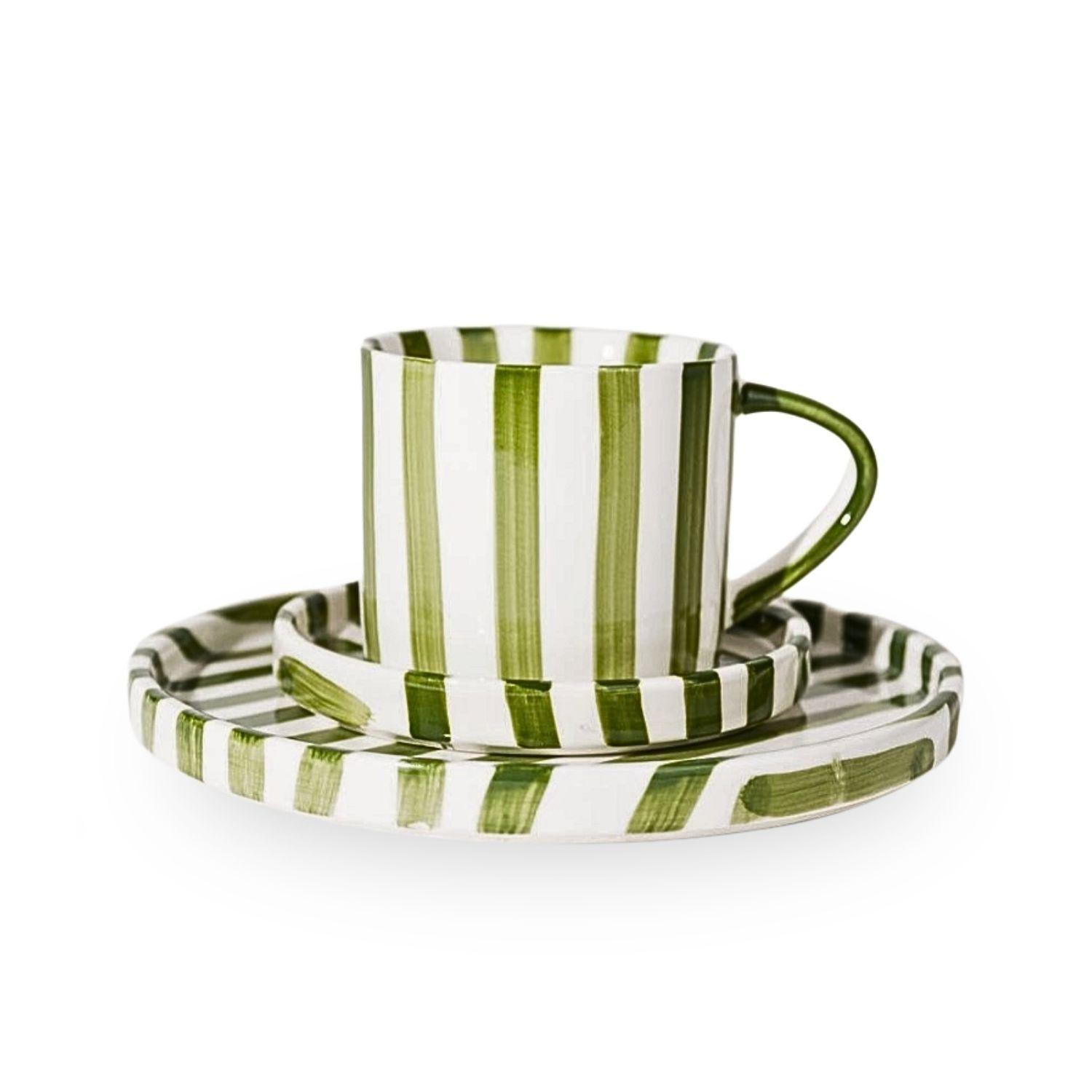 Set de Platos y Tazas Rayas Vintage Verde-7