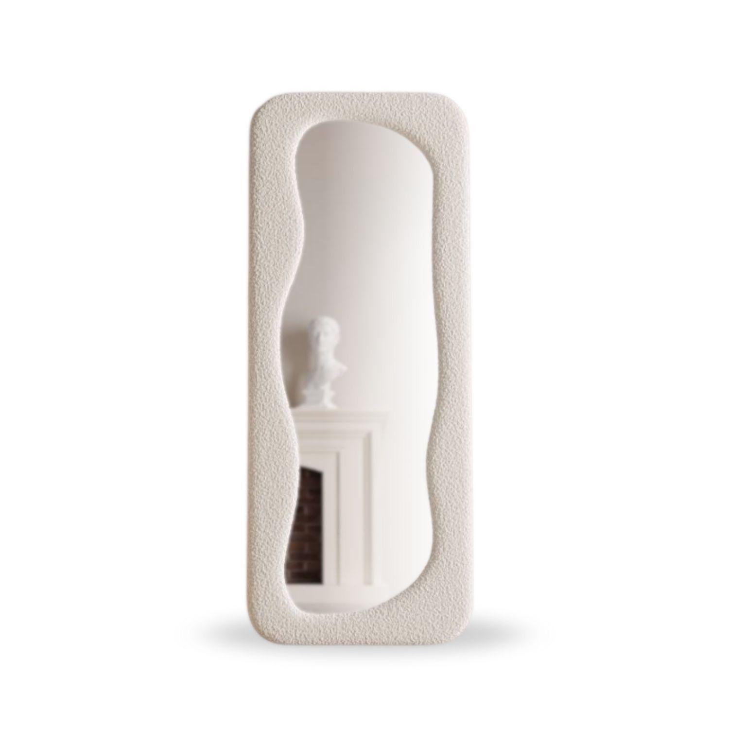 Espejo Blanco Cuerpo Entero Estilo Bouclé 200x100cm-8