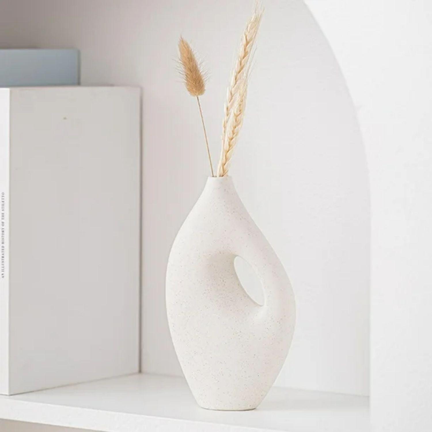 Florero Nórdico de Cerámica Jarré Blanco-2