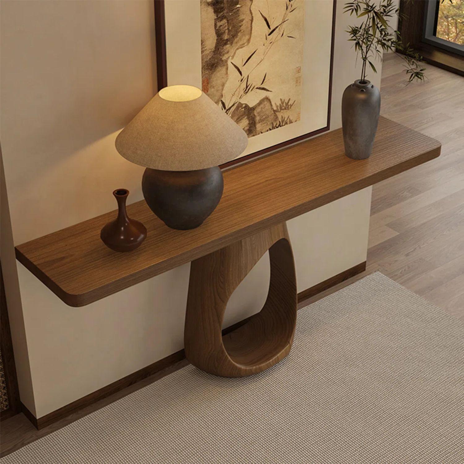Mesa Arrimo Nido Madera Maciza Tono Nogal-2