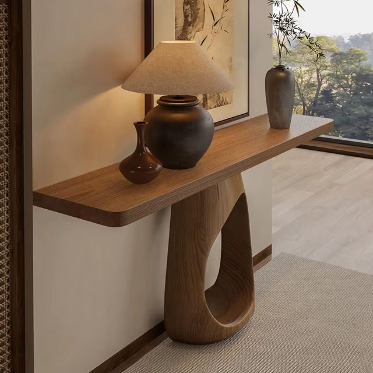 Mesa Arrimo Nido Madera Maciza Tono Nogal-3