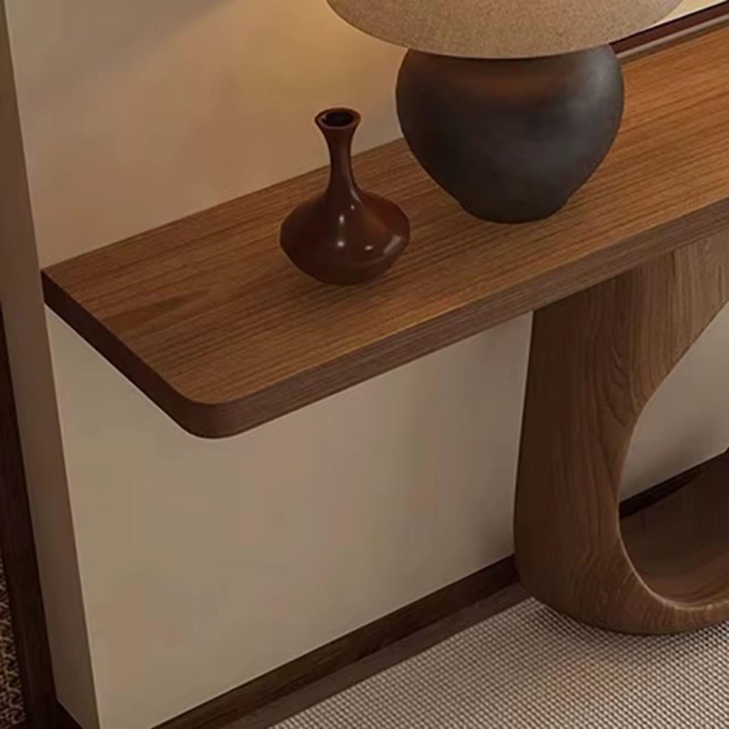 Mesa Arrimo Nido Madera Maciza Tono Nogal-5