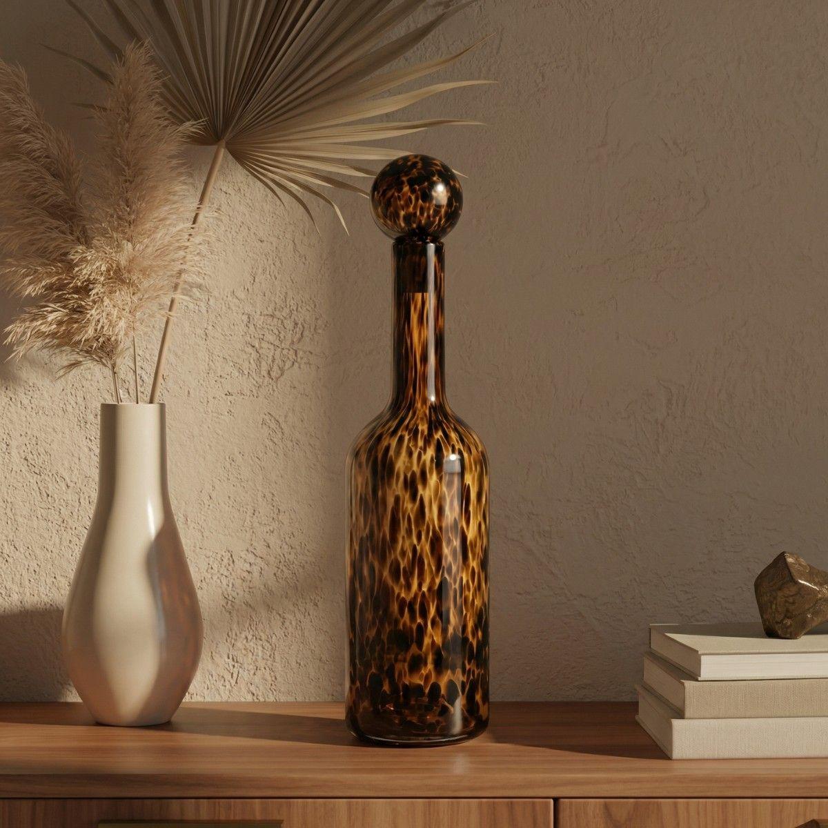 Botella decantadora de vidrio carey animal print de 52 cm-5