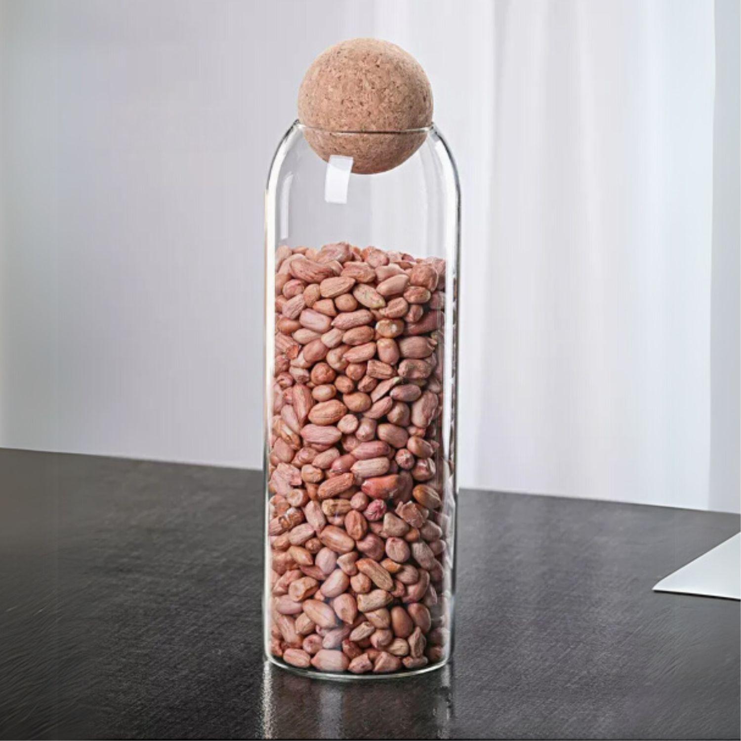 Contenedor de Vidrio y Tapa de Corcho Set 3un-3