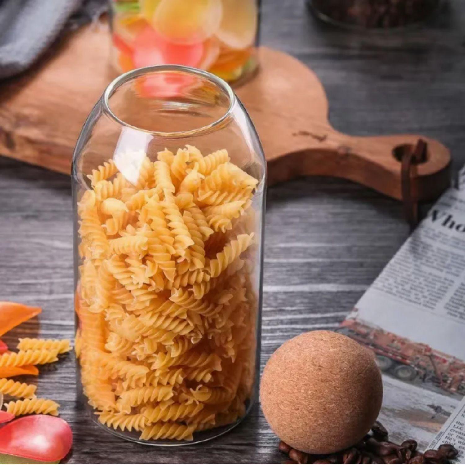 Contenedor de Vidrio y Tapa de Corcho Set 3un-4