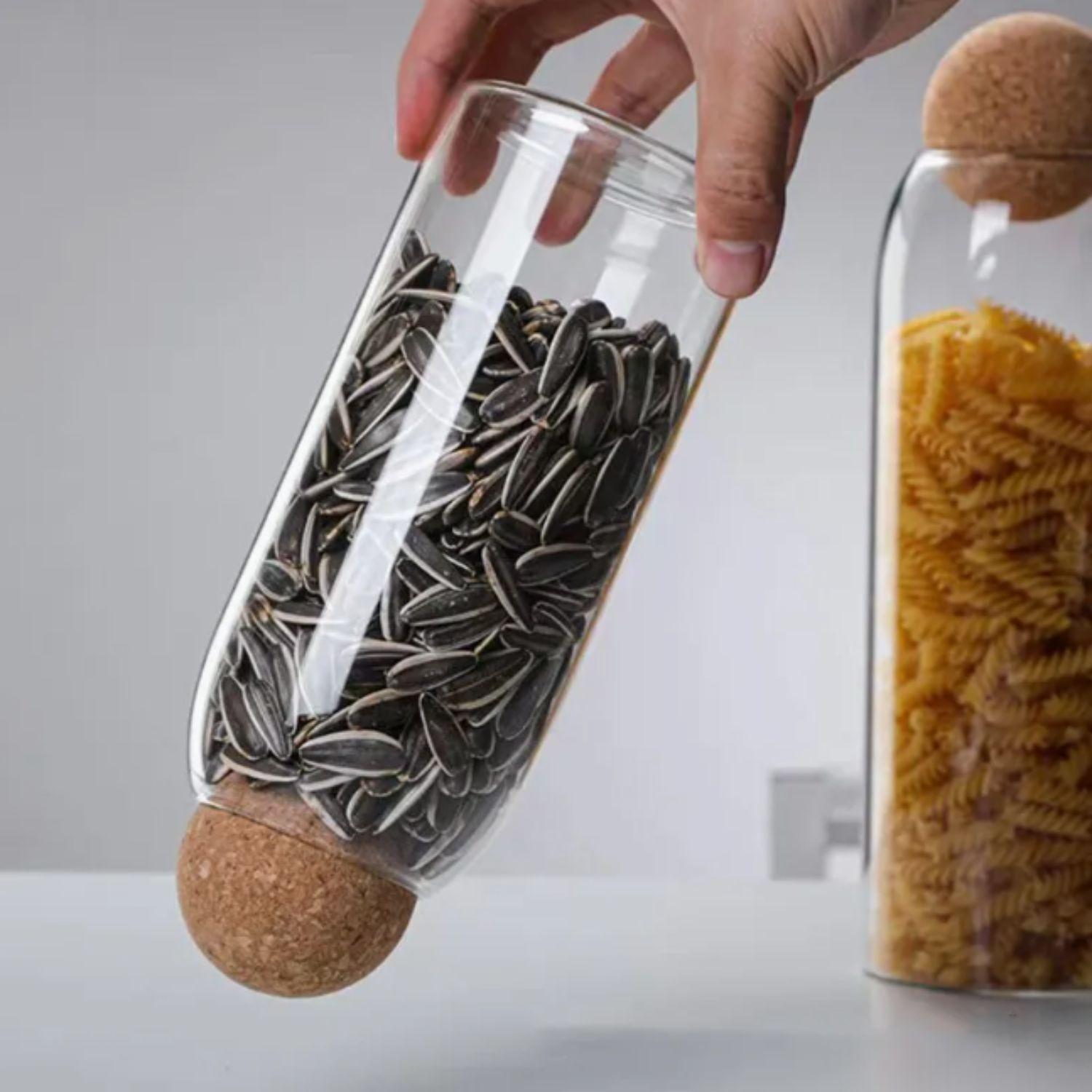 Contenedor de Vidrio y Tapa de Corcho Set 3un-5