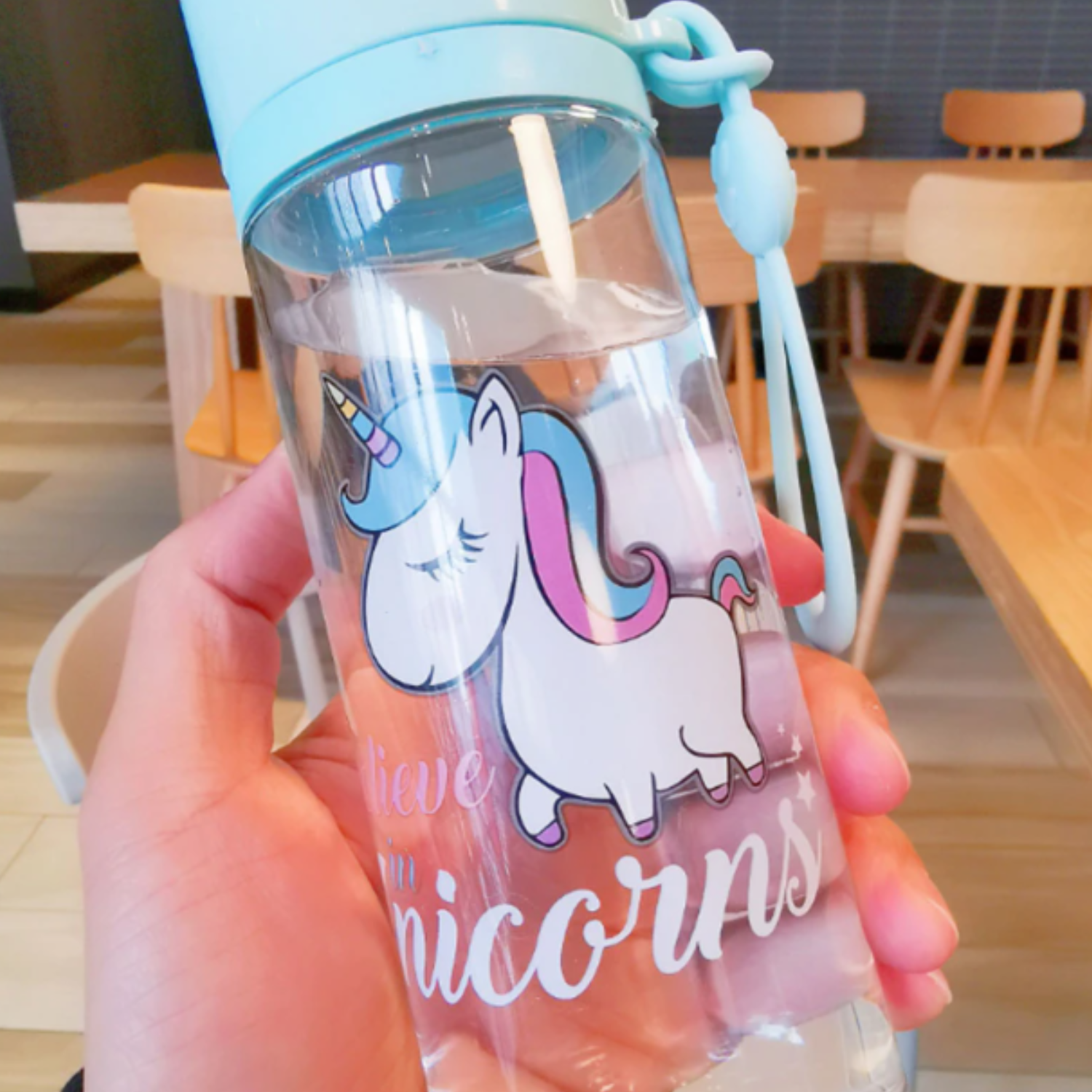 Vaso Arcoíris Kawaii Color Celeste-3
