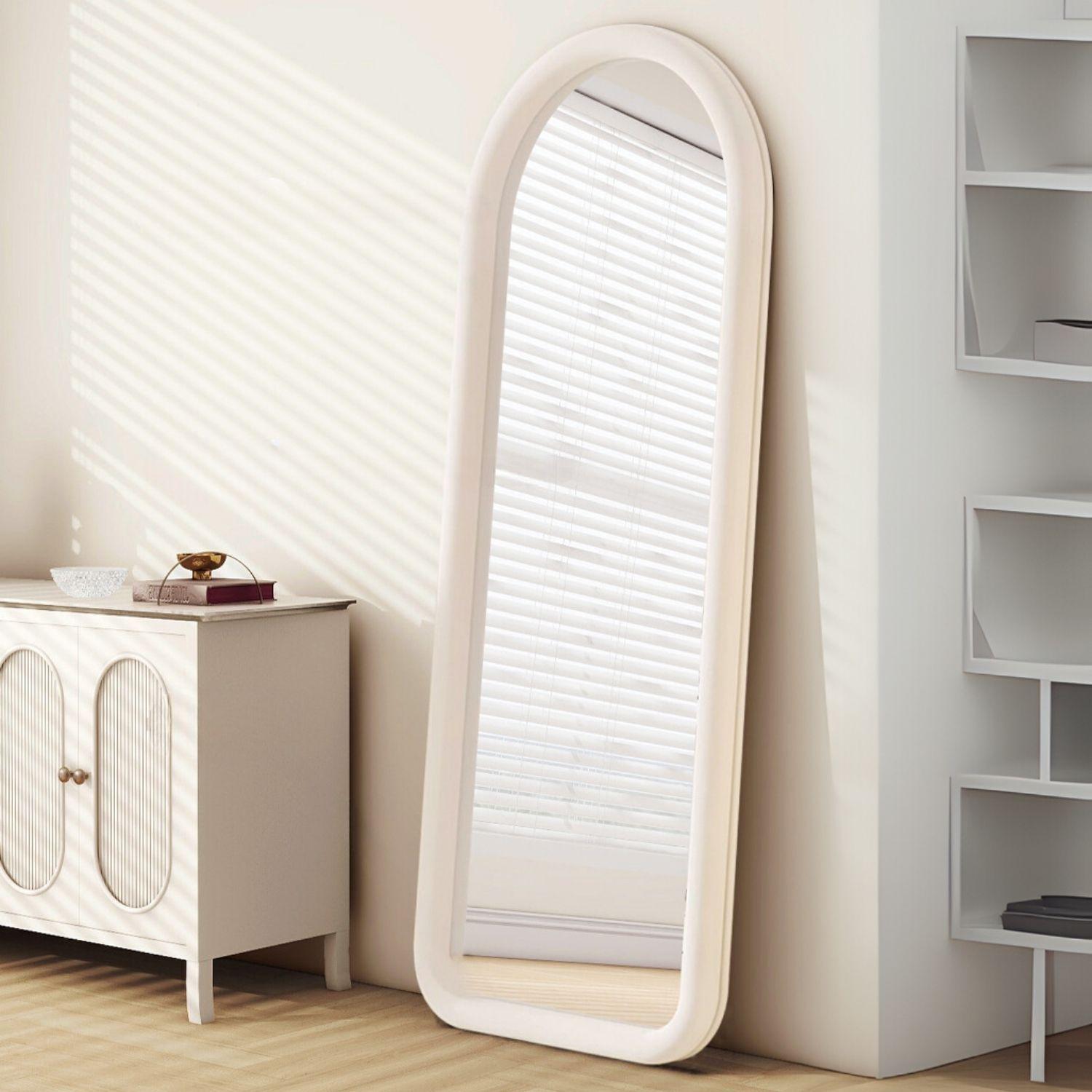 Espejo Curvo Cuerpo Entero Blanco 180x80cm Borde Tela-2