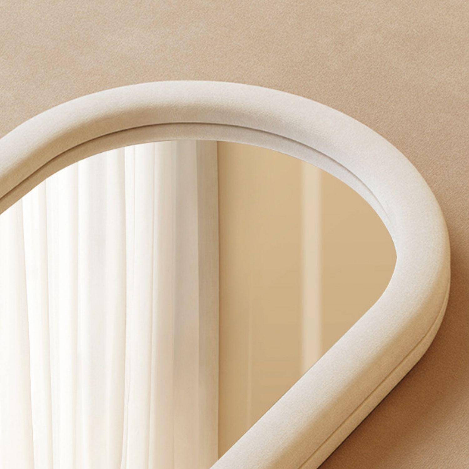 Espejo Curvo Cuerpo Entero Blanco 180x80cm Borde Tela-3